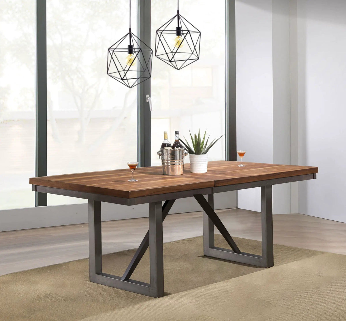 Spring Creek 77-inch Extension Dining Table Natural | 59.5 x 40.25 x 29.5 in | Rubberwood & Engineered Wood | Walnut