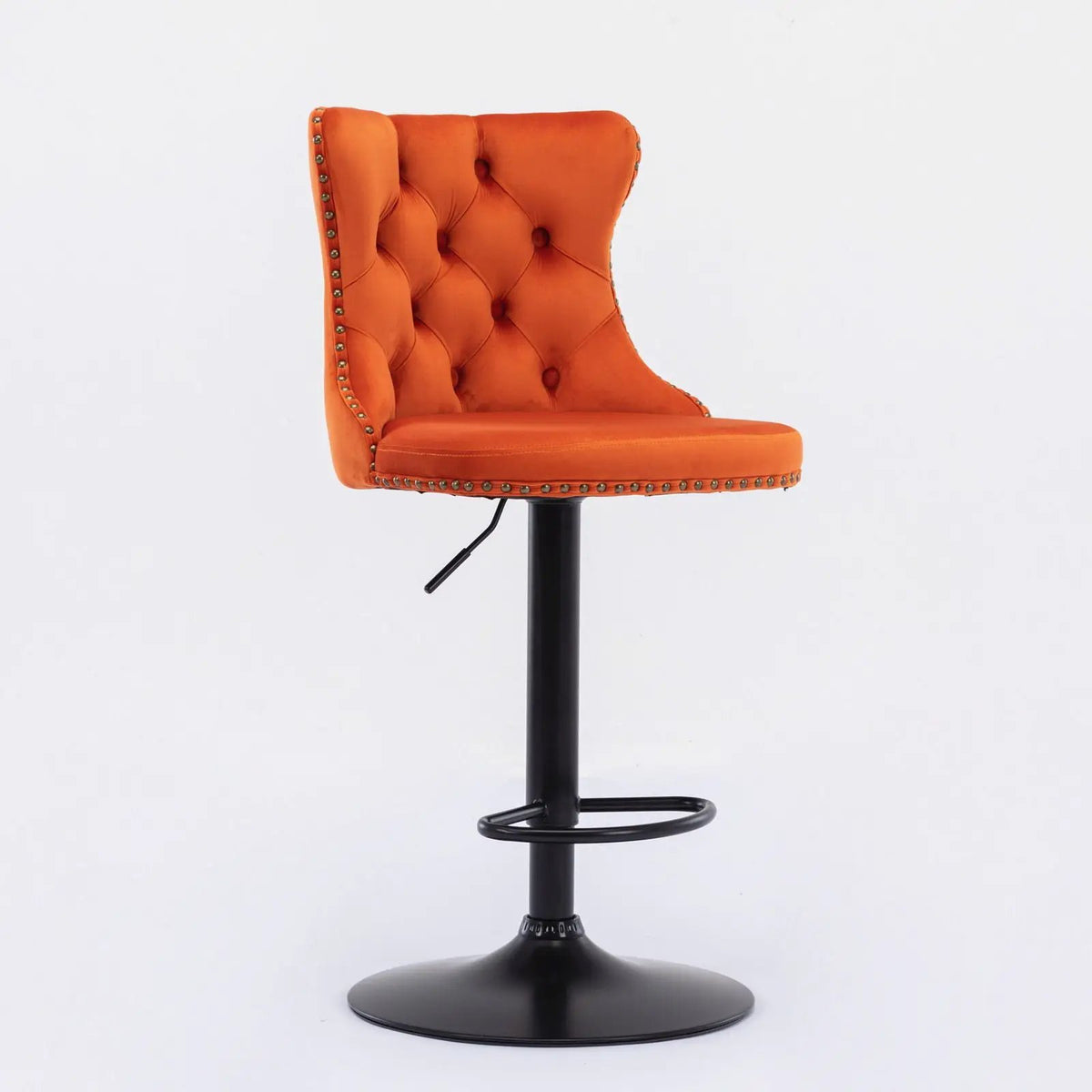 Swivel Barstools | Adjustable Height | Tufted Back With Nailheads | Set of 2