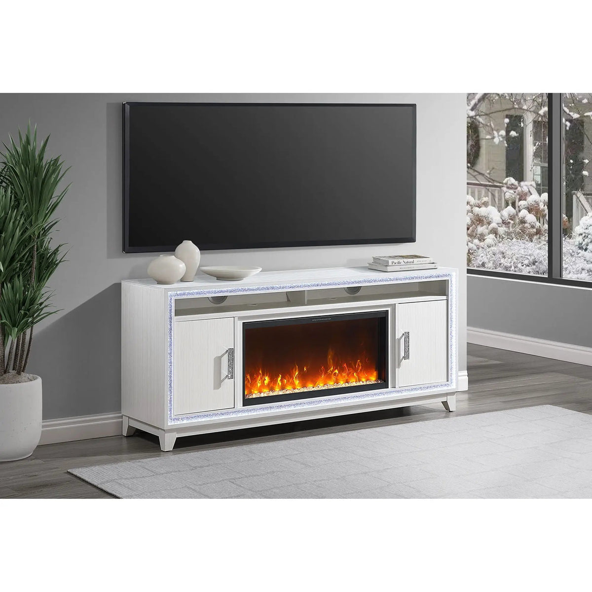 Almera Electric Fireplace | Adjustable Temperature | 7 LED Colors | 5 Flame Speeds