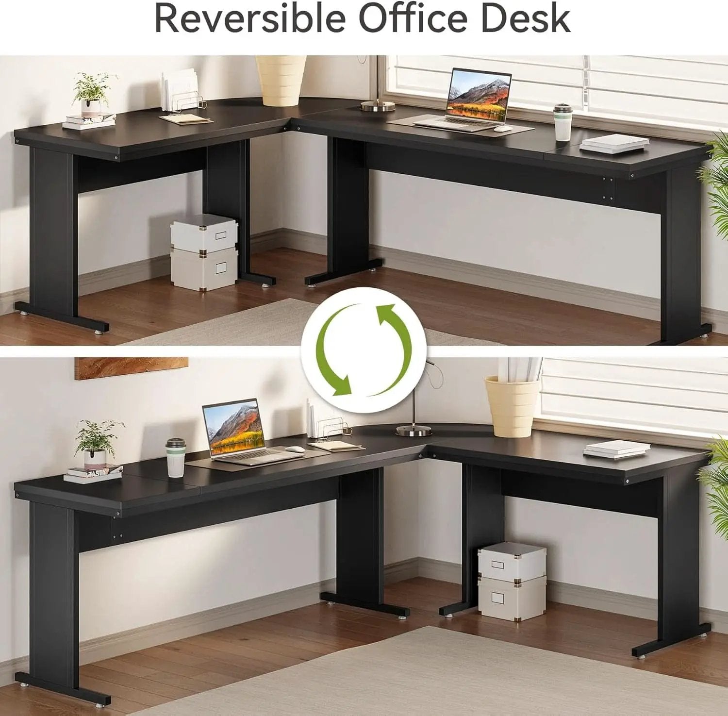 83 Inch L Shaped Desk With 3 Drawer File Cabinet Office from PriceLows™