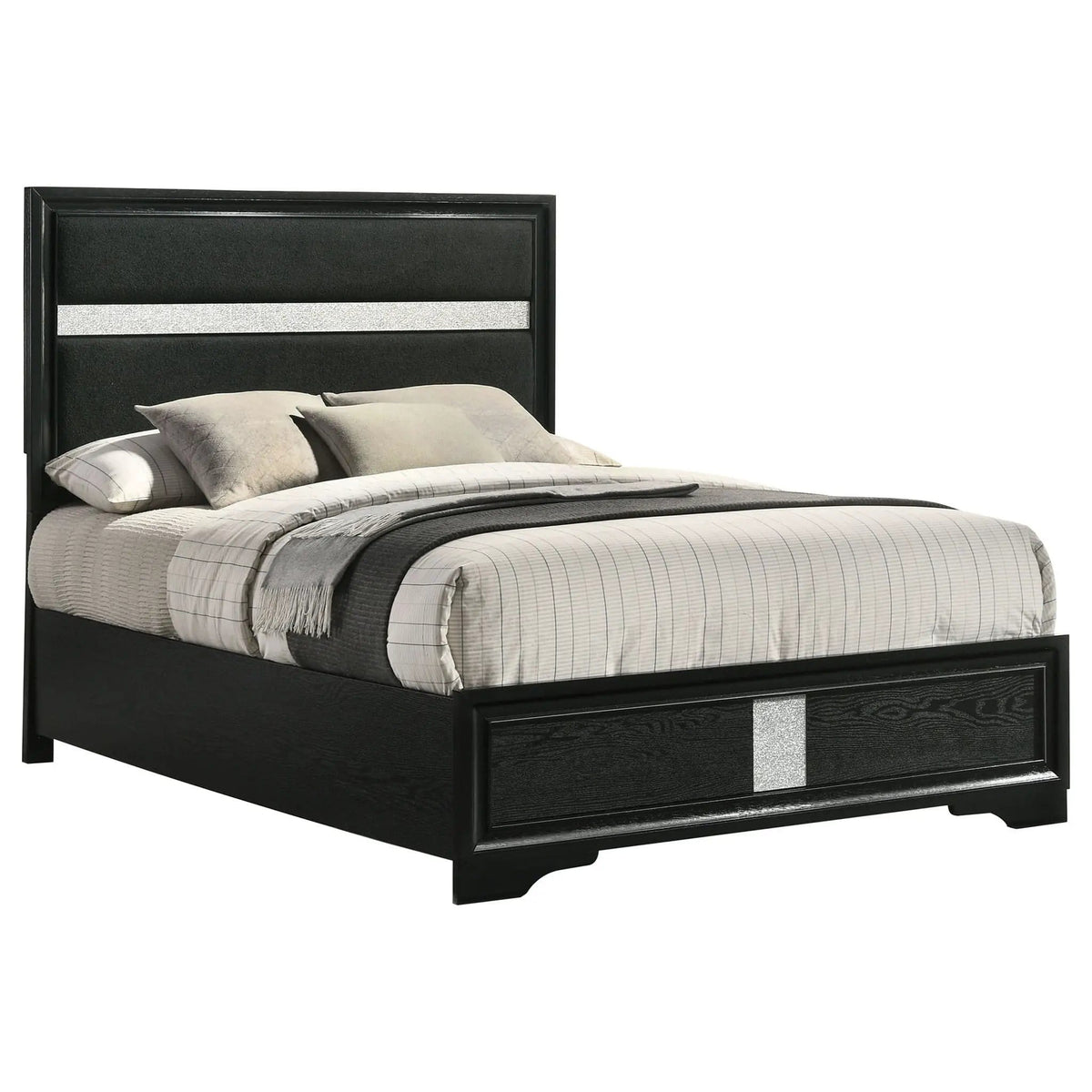 Miranda 54-inch Upholstered Full Panel Bed | 57.25 x 78.5 x 53.75 in | Fabric | Black