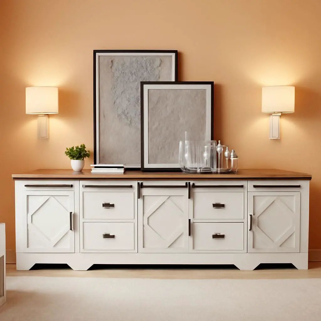98.4 Inch Wide TV Stand Antique White For Living Room from PriceLows™