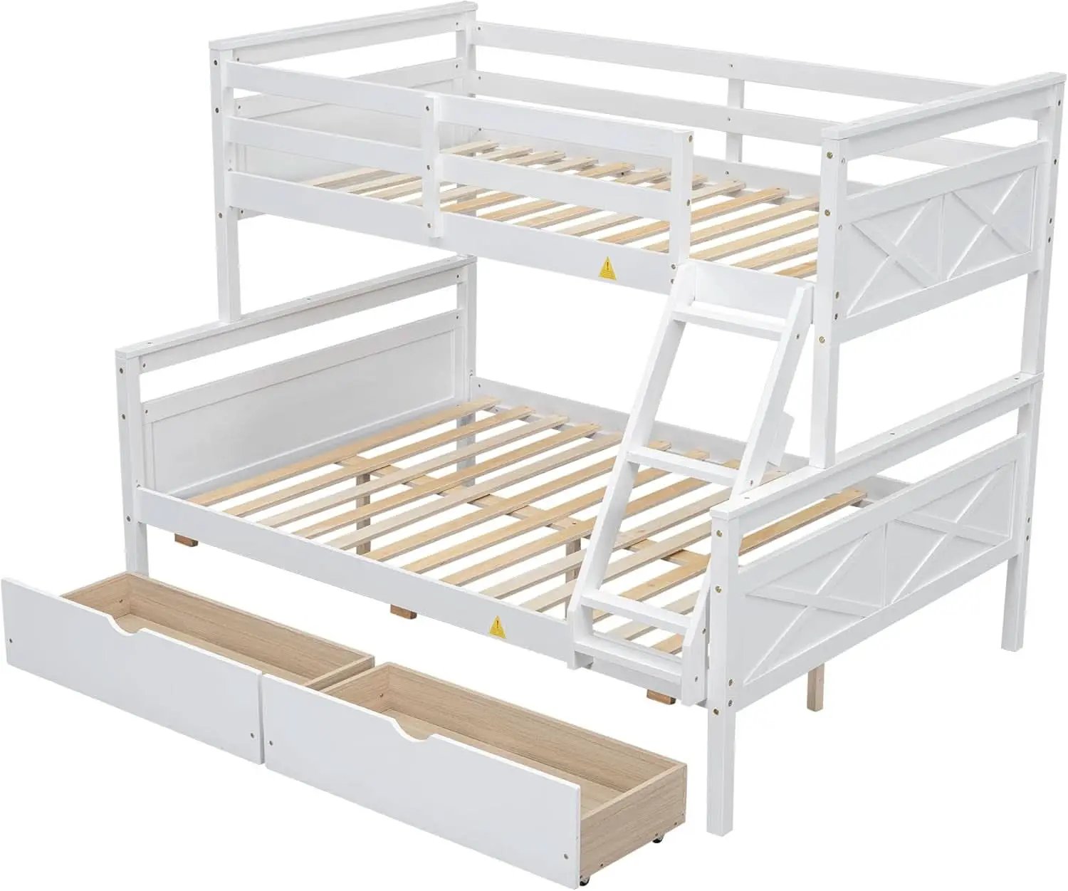 White Twin Over Full Bunk Bed With Storage Drawers from PriceLows™
