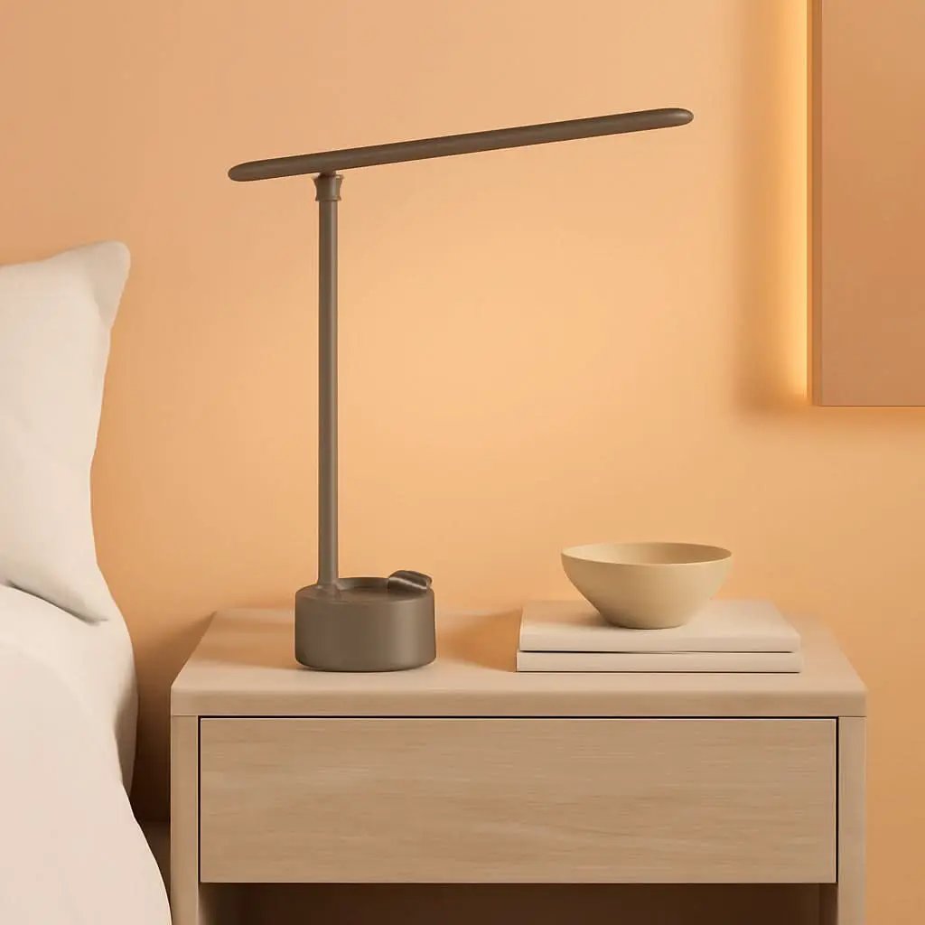 Gray LED Desk Lamp With Stepless Dimming And USB A And C from PriceLows™