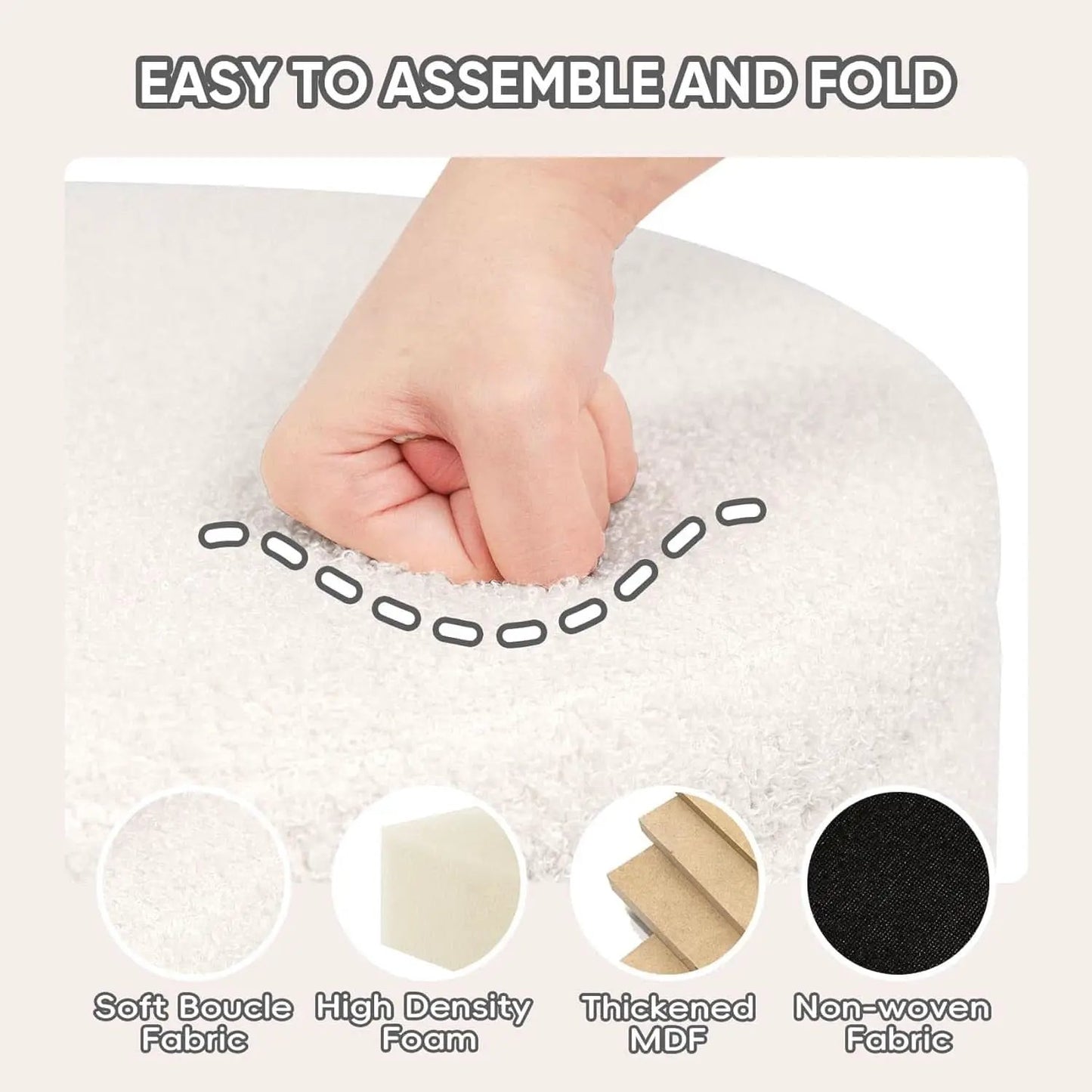 Round Storage Ottoman With Tray White VelvetFabric from PriceLows™