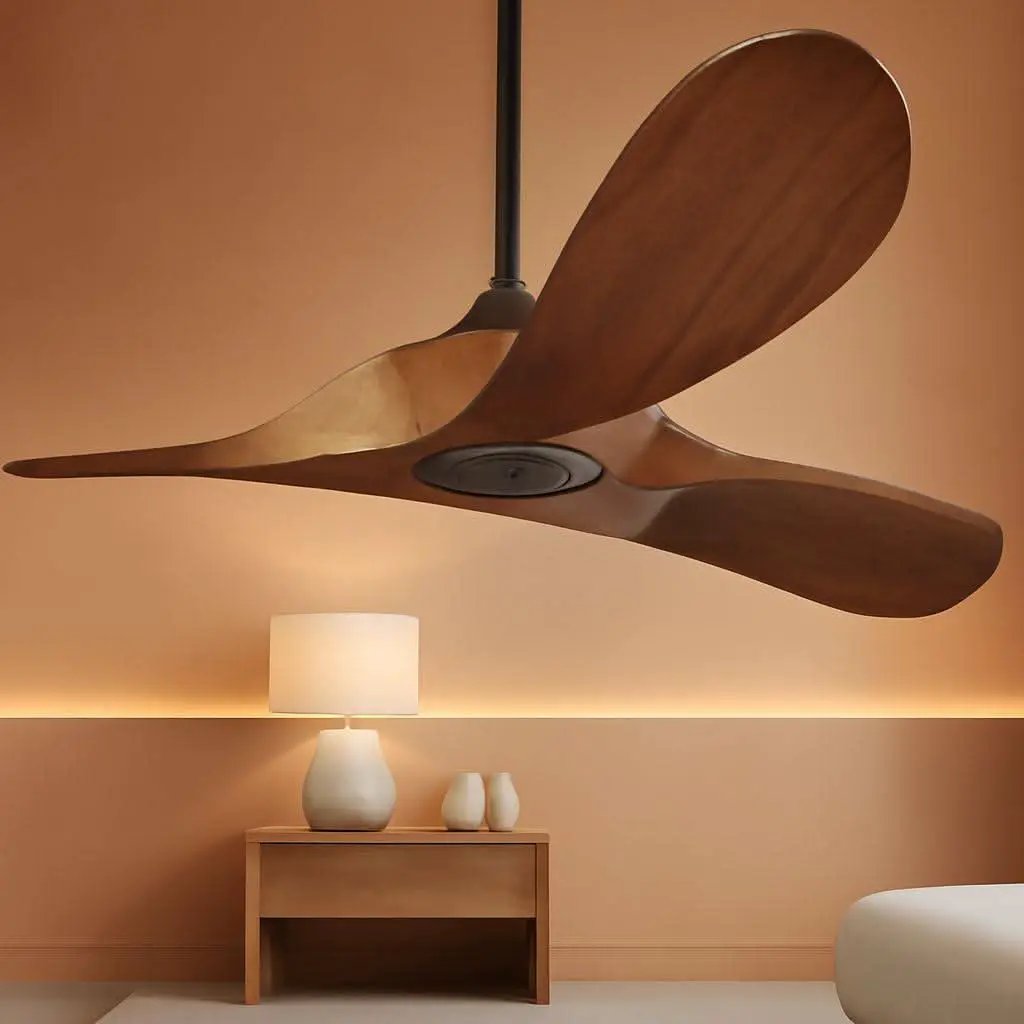 52 Inch Walnut Outdoor Ceiling Fan With Remote Control from PriceLows™