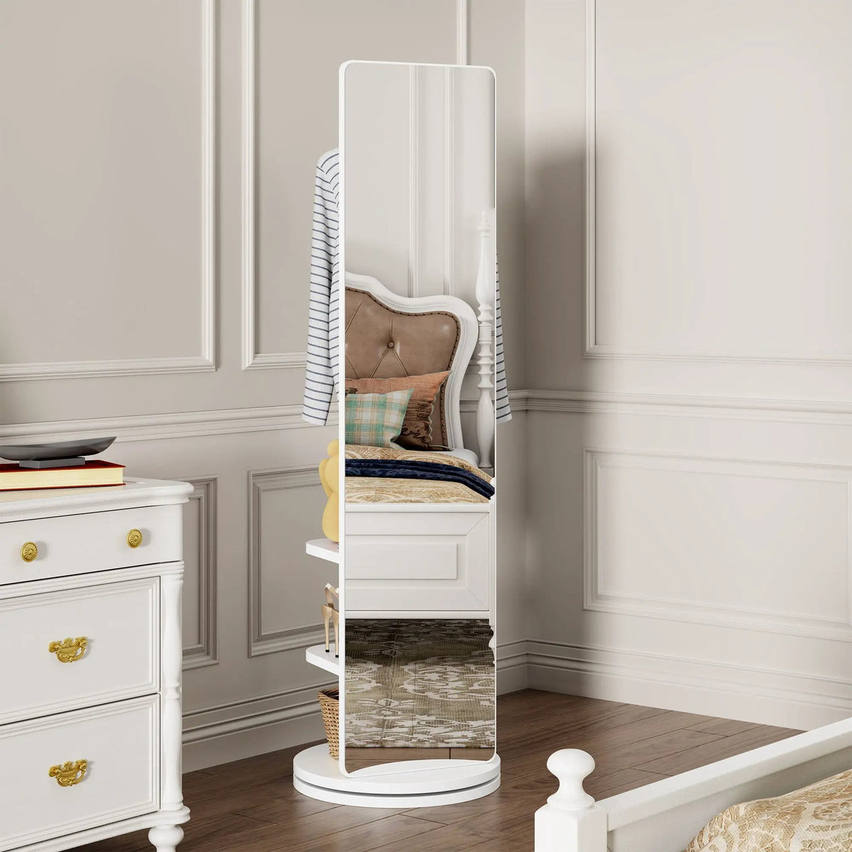 Full Length Mirror | 360 Rotation Design | Solid Wood Rack