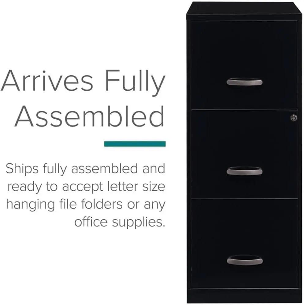 Cooper 3-Drawer Letter File Cabinet Black for Office from PriceLows™