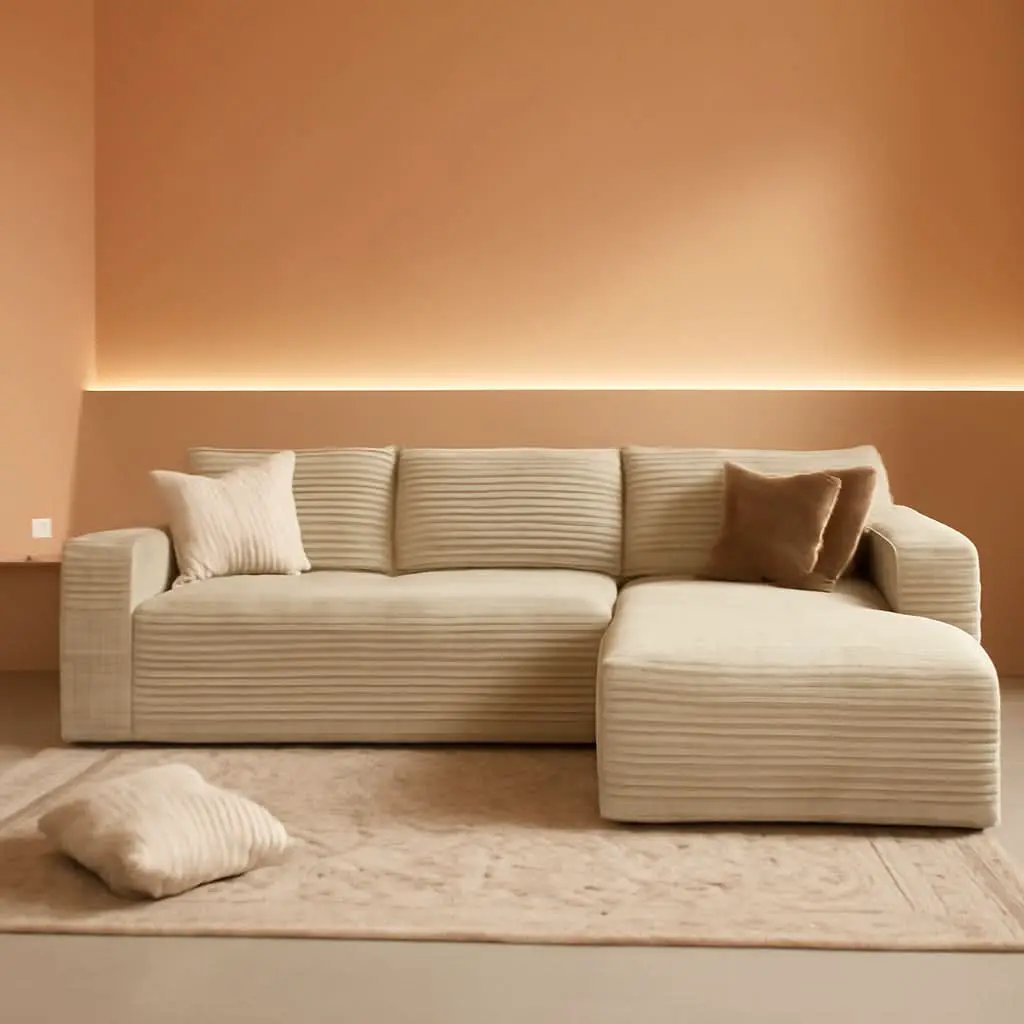 104 Inch Cloud Sectional Sofa Beige No Assembly Required Modern Upholstered Deep Seat Living Room from PriceLows™