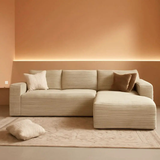 104 Inch Cloud Sectional Sofa Beige No Assembly Required Modern Upholstered Deep Seat Living Room from PriceLows™
