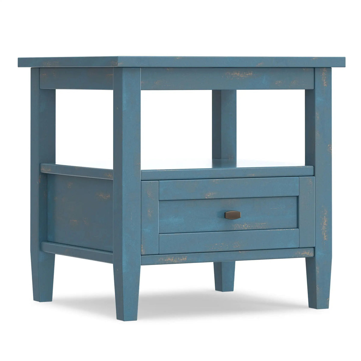 Warm Shaker Solid Wood Table | Bottom Drawer | Open Shelf Storage
