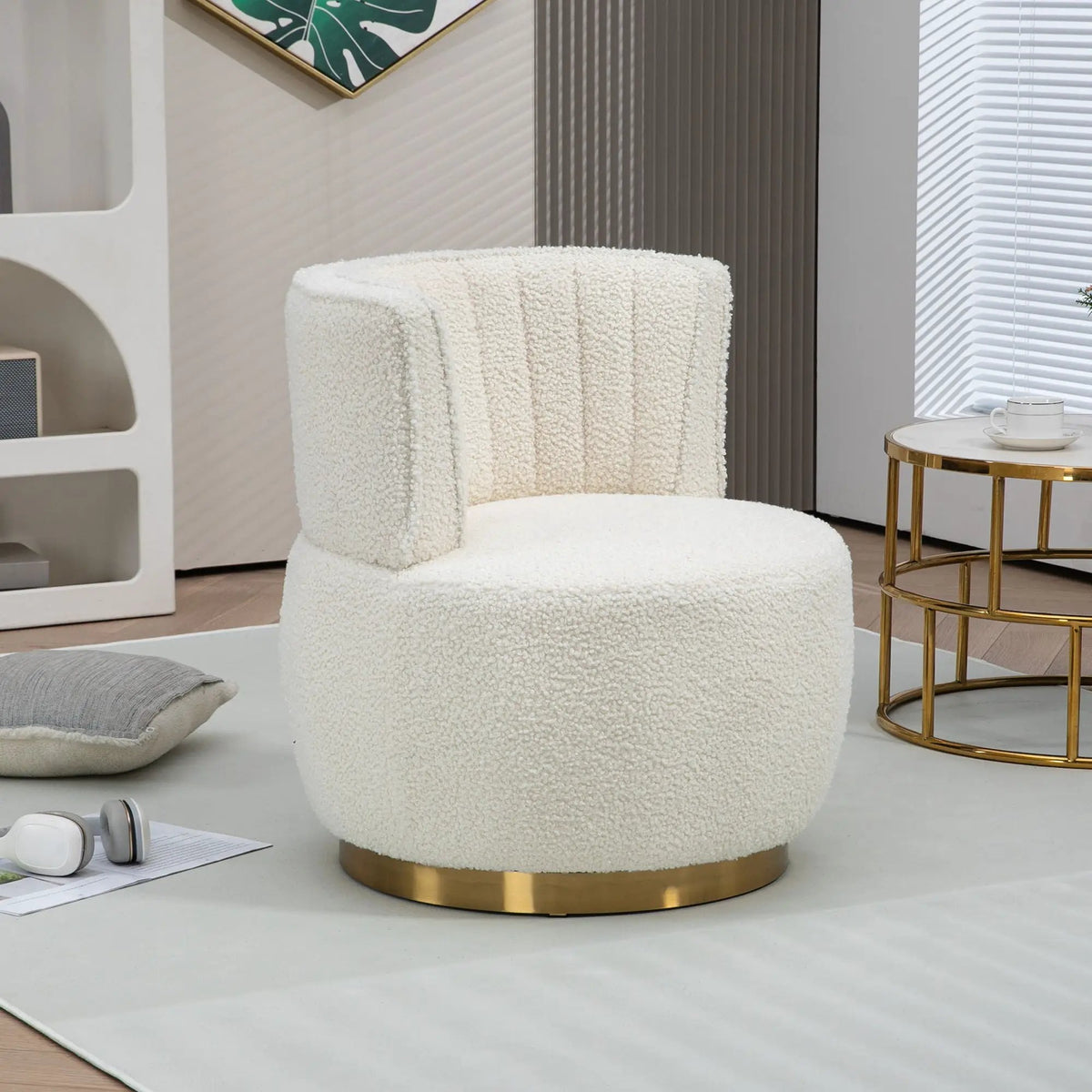 360 Degree Swivel Barrel Chair | Cuddle Accent Sofa Chair | Super Soft Fabric | Wrap-Around Barrel Back