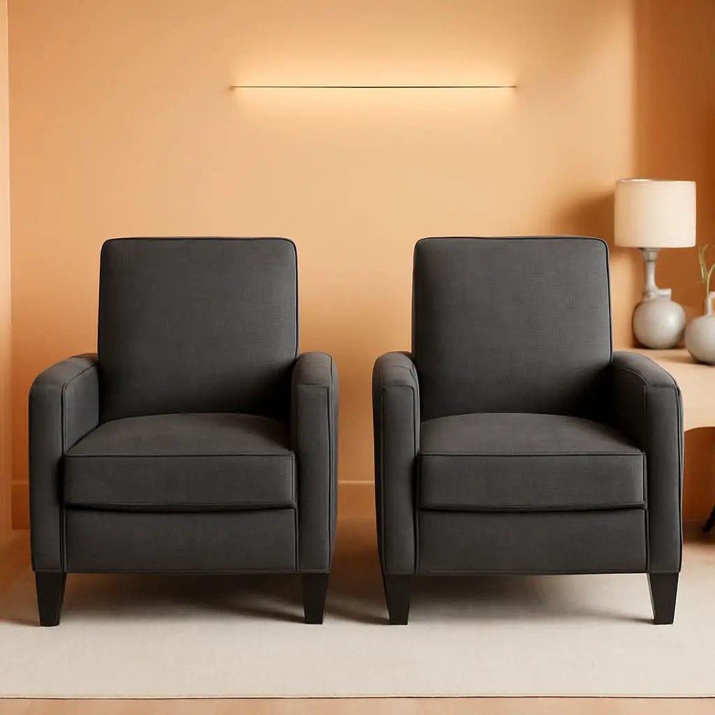 Emmie Fabric Recliner Set Of 2 Moss Gray Recliners from PriceLows™