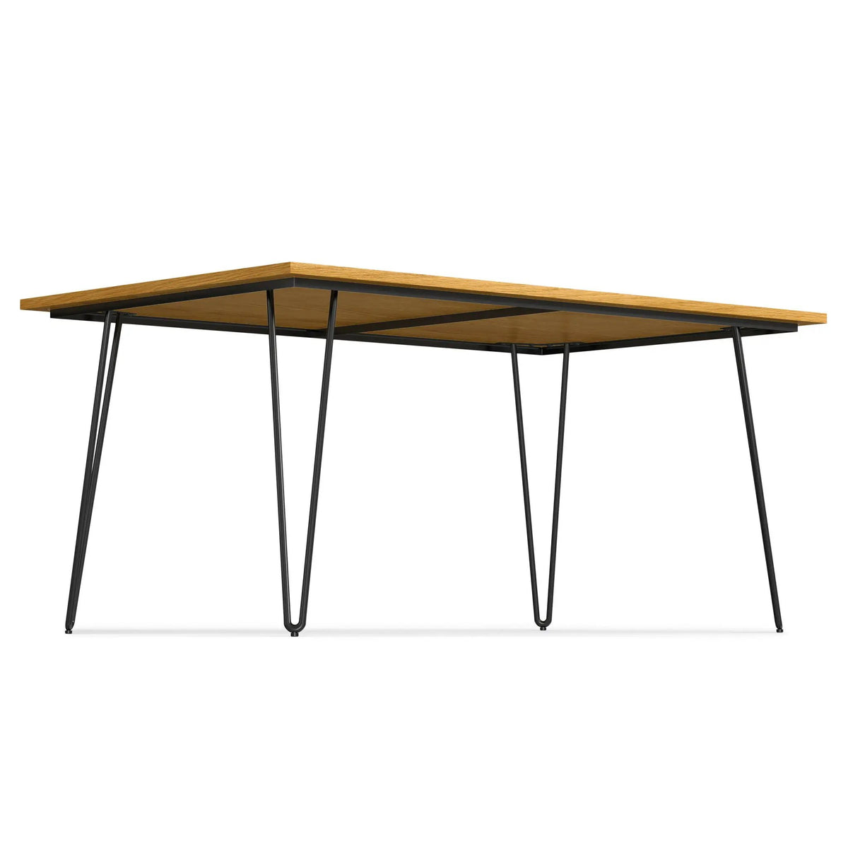 Hunter Dining Table | 66 Inch Width | Solid Mango Wood Top | Hairpin-Style Iron Base
