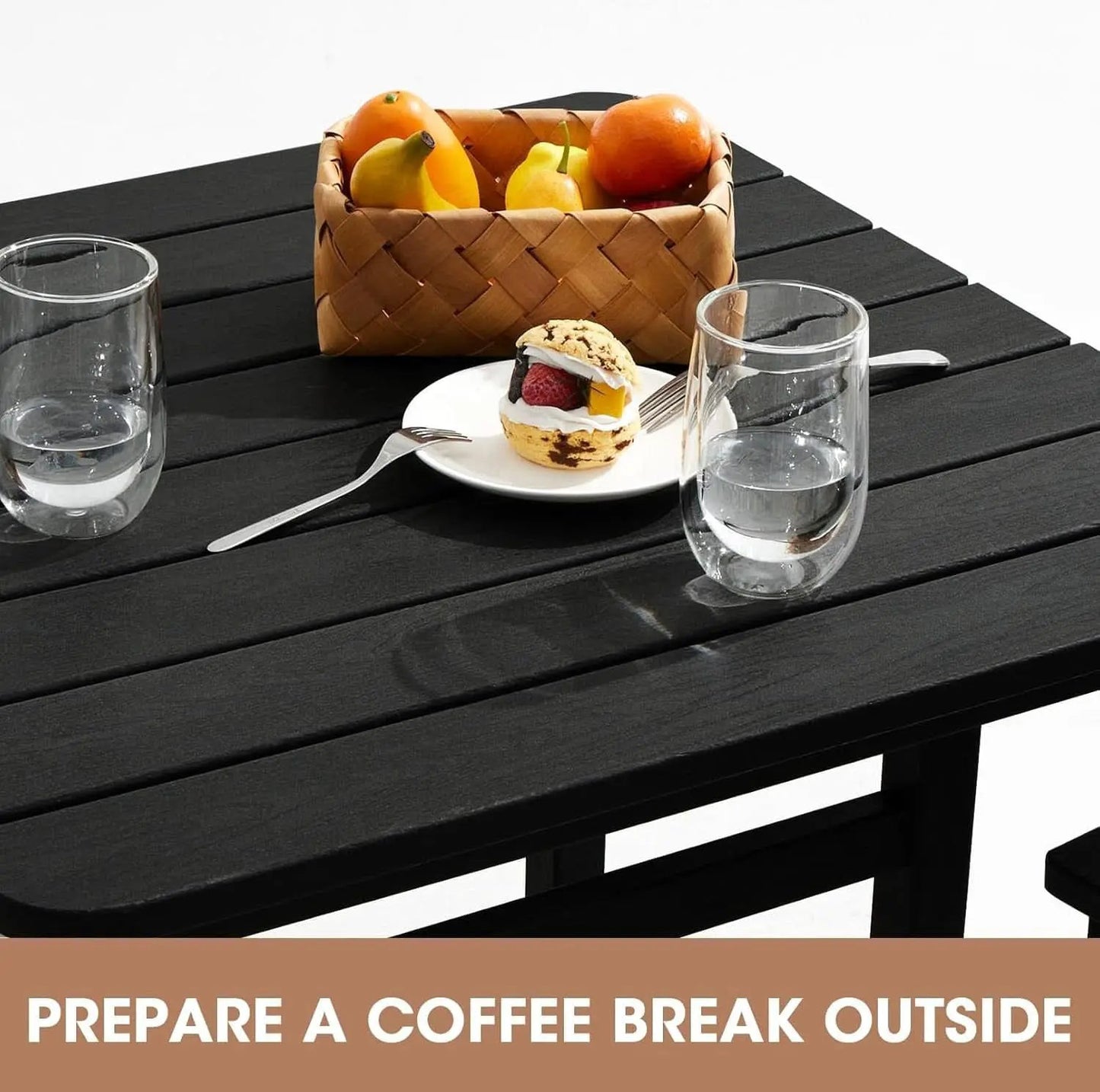 Black Balcony Adirondack Bar Chair Set With Table 3 Piece from PriceLows™