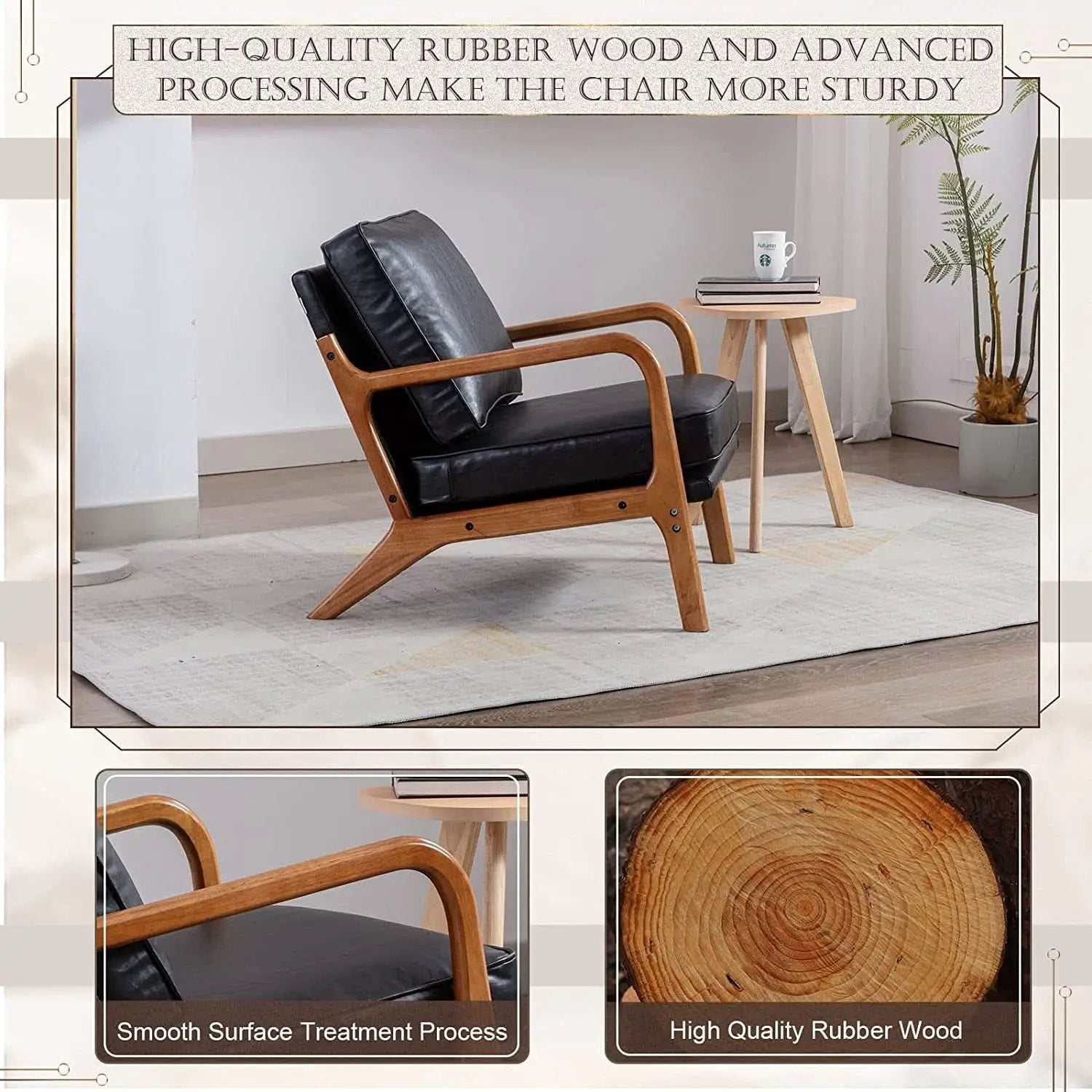 Modern Black Accent Chair With Thick Cushioned Seat from PriceLows™