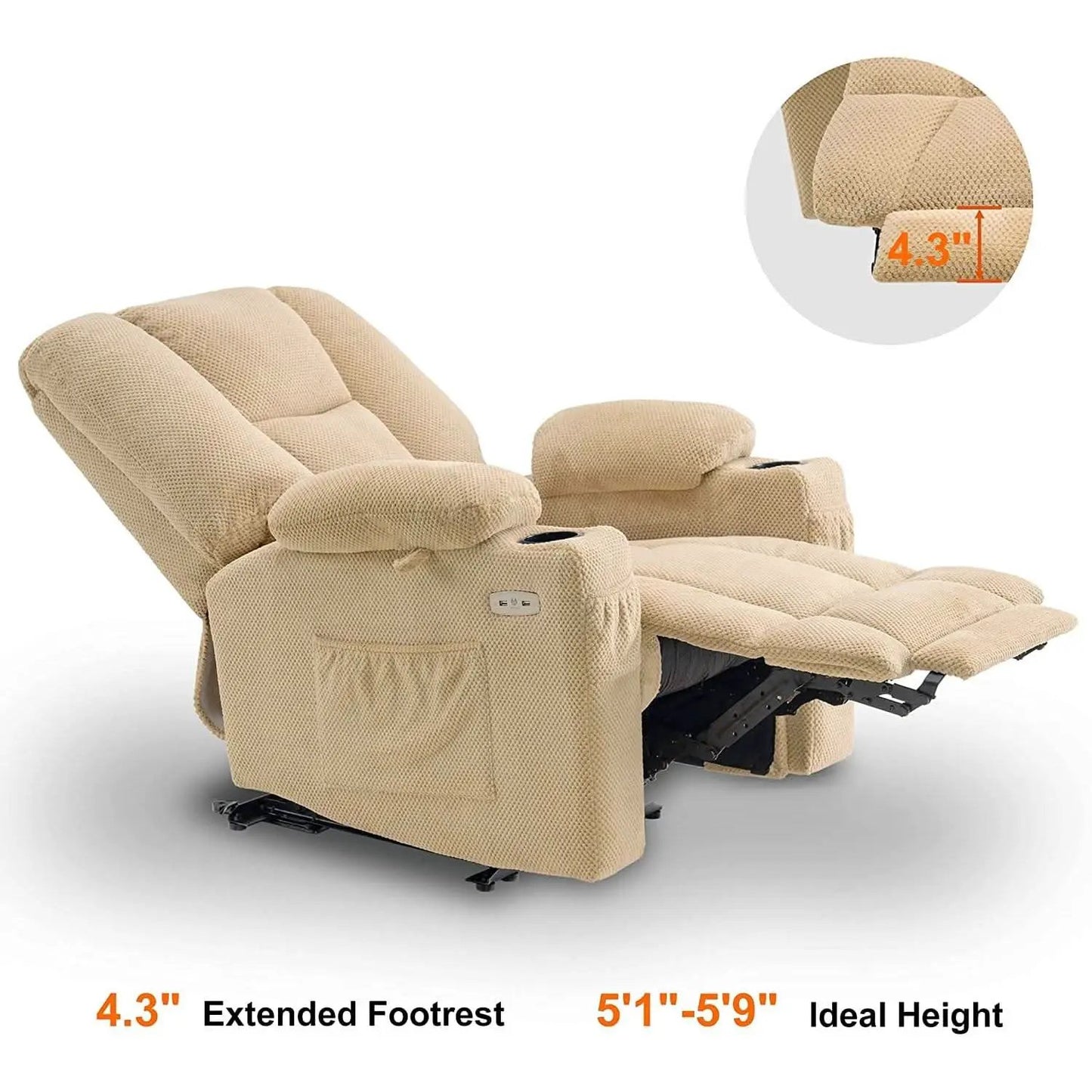 Fabric Electric Recliner Chair With Heat Remote Control from PriceLows™
