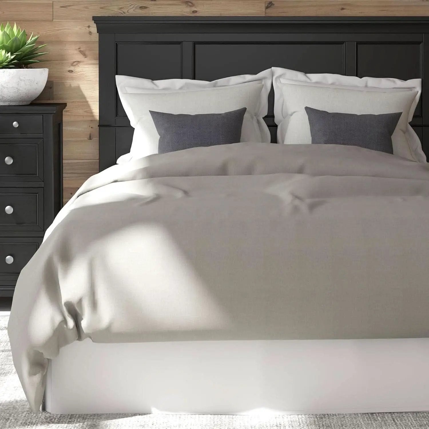 Stylish Black Queen Headboard with Raised Panel Design from PriceLows™