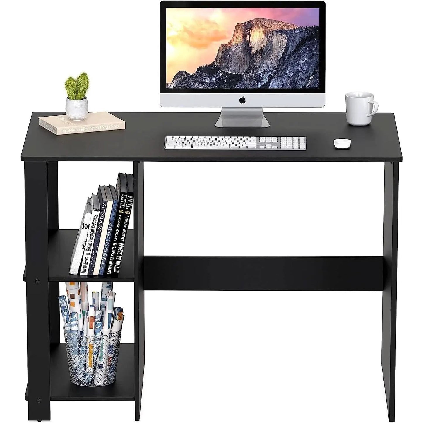 Espresso Finish Home Office Desk With Open Shelves from PriceLows™