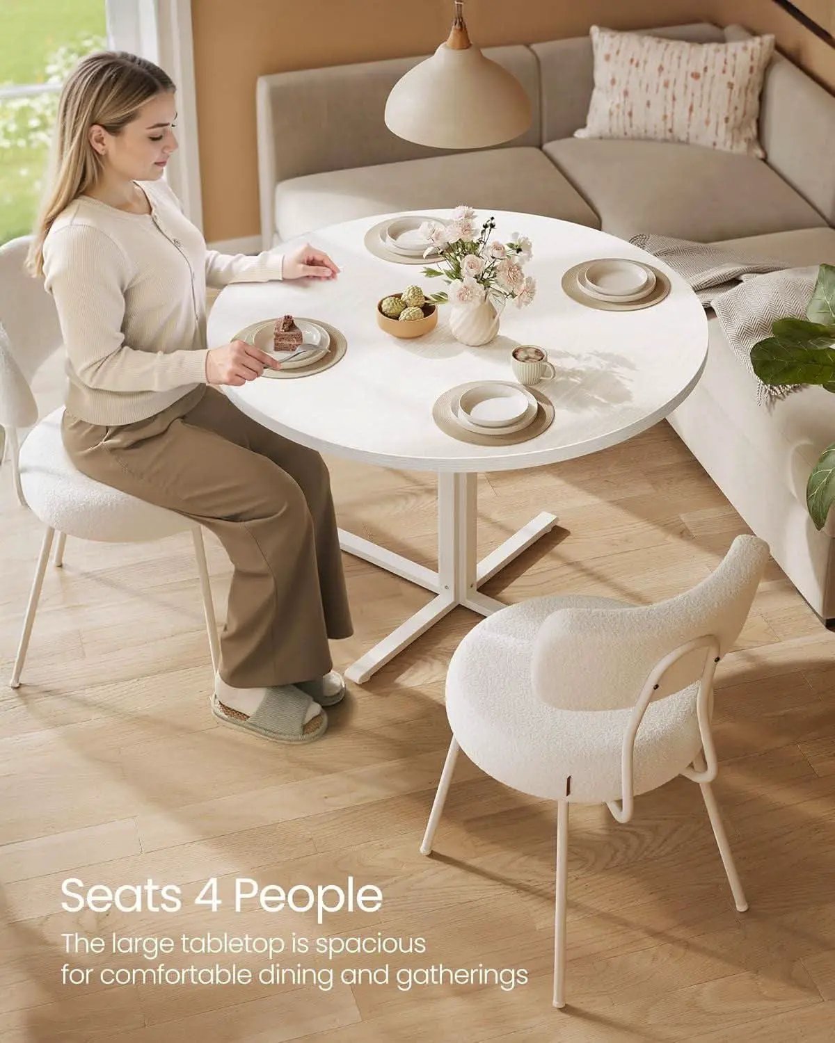Snow White Round Dining Table 31 Inch Diameter Seats Four from PriceLows™