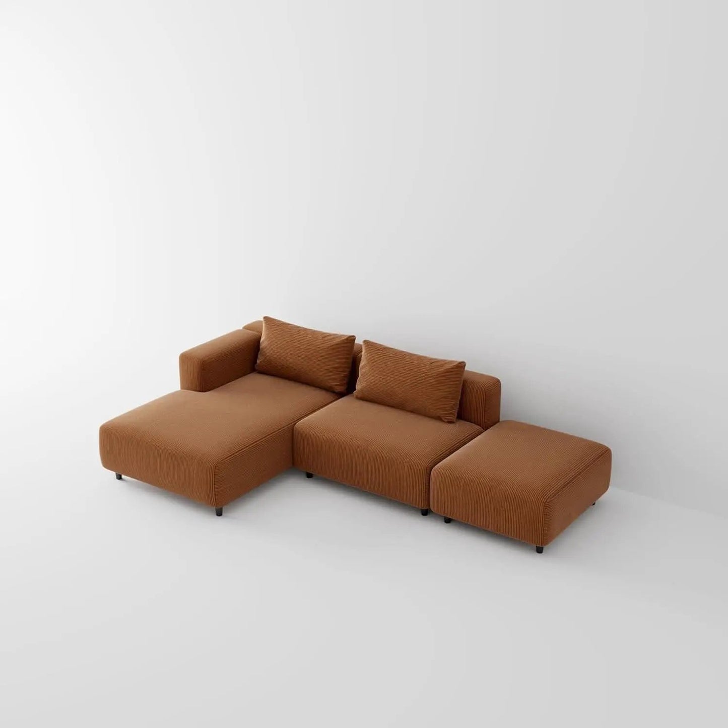 Corduroy Sectional Sofa Orange Brown L Shaped Chaise from PriceLows™