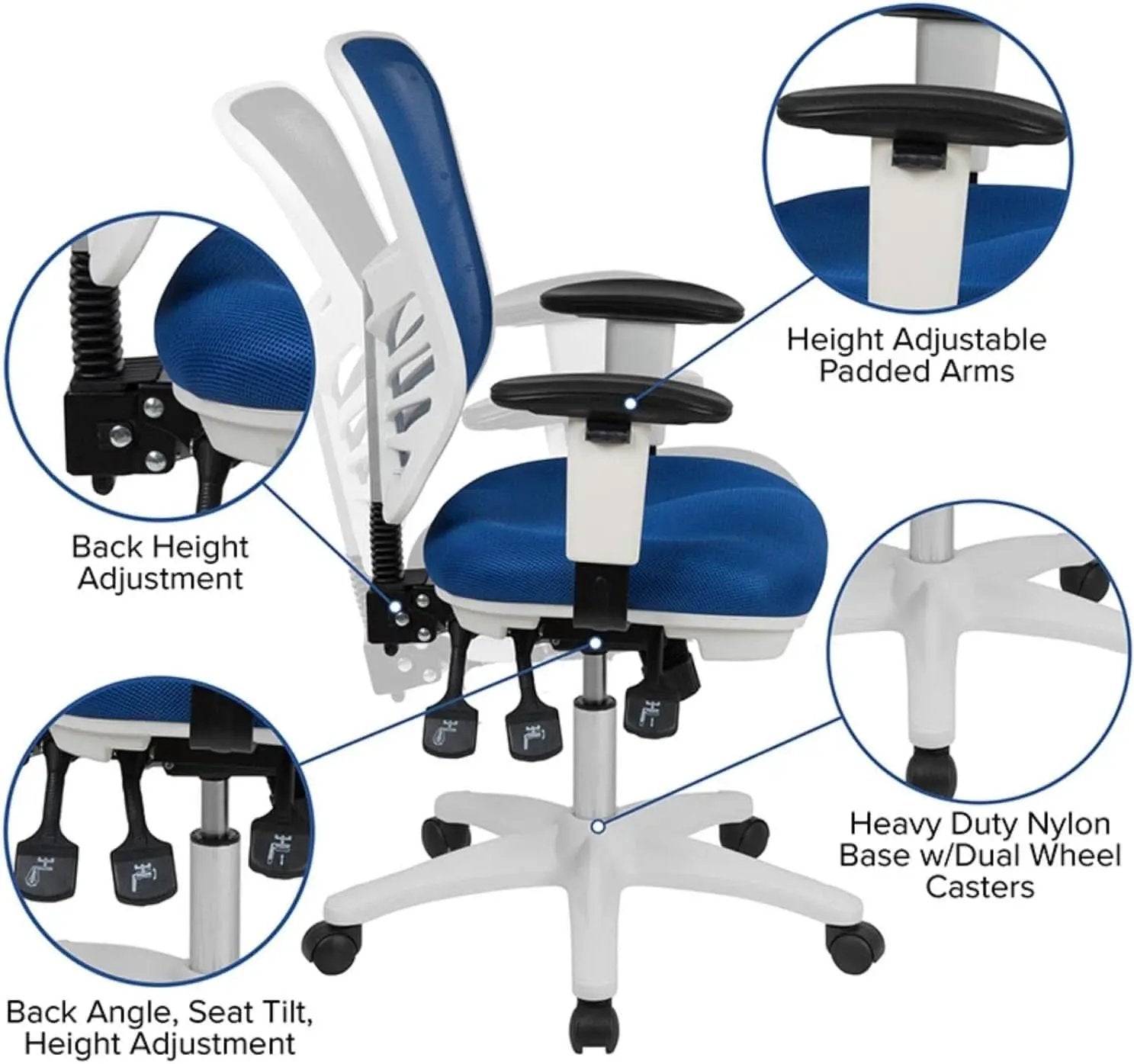 Blue Executive Office Chair With Adjustable Arms Comfort from PriceLows™