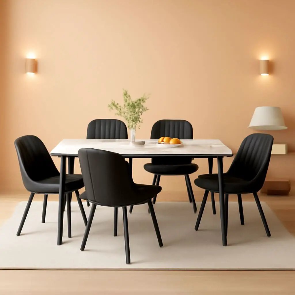 Dining Chairs Set Of 6 Modern Upholstered Black 19 Inch from PriceLows™