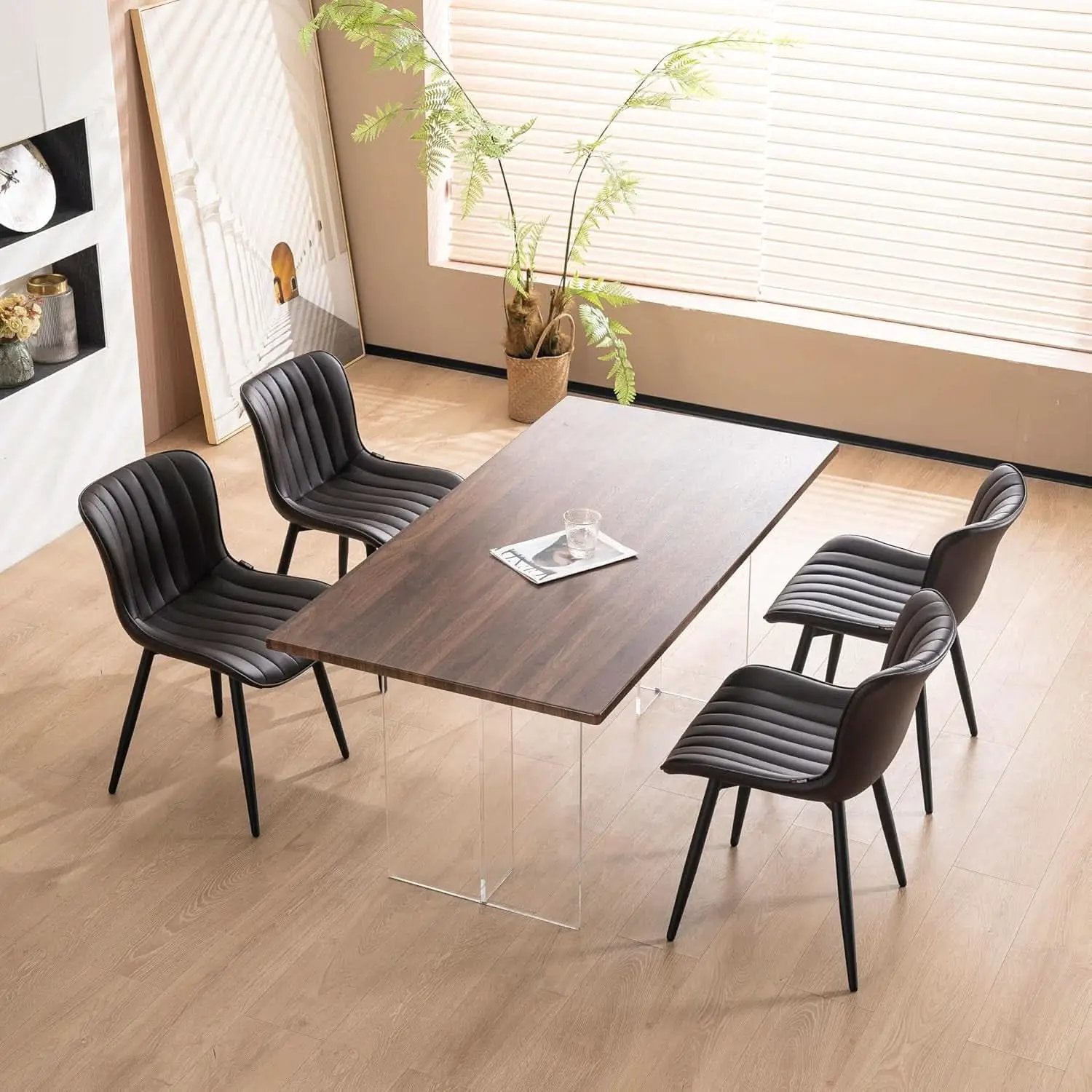 Black Upholstered Dining Chairs Set Of Two Modern Kitchen from PriceLows™