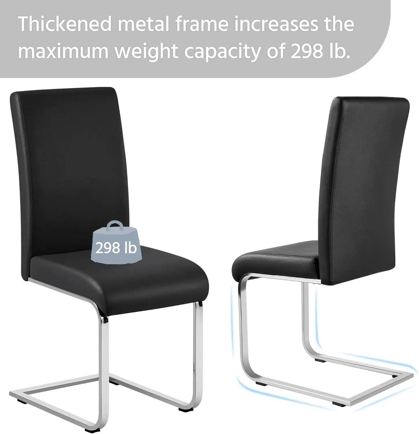 Leather Upholstered Dining Chairs Set Of 2 With Metal Legs Black from PriceLows™