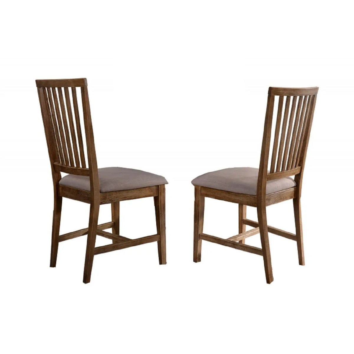 Kitchen Side Chair | Open Slat Back | Linen Blend Seat | Set Of 2