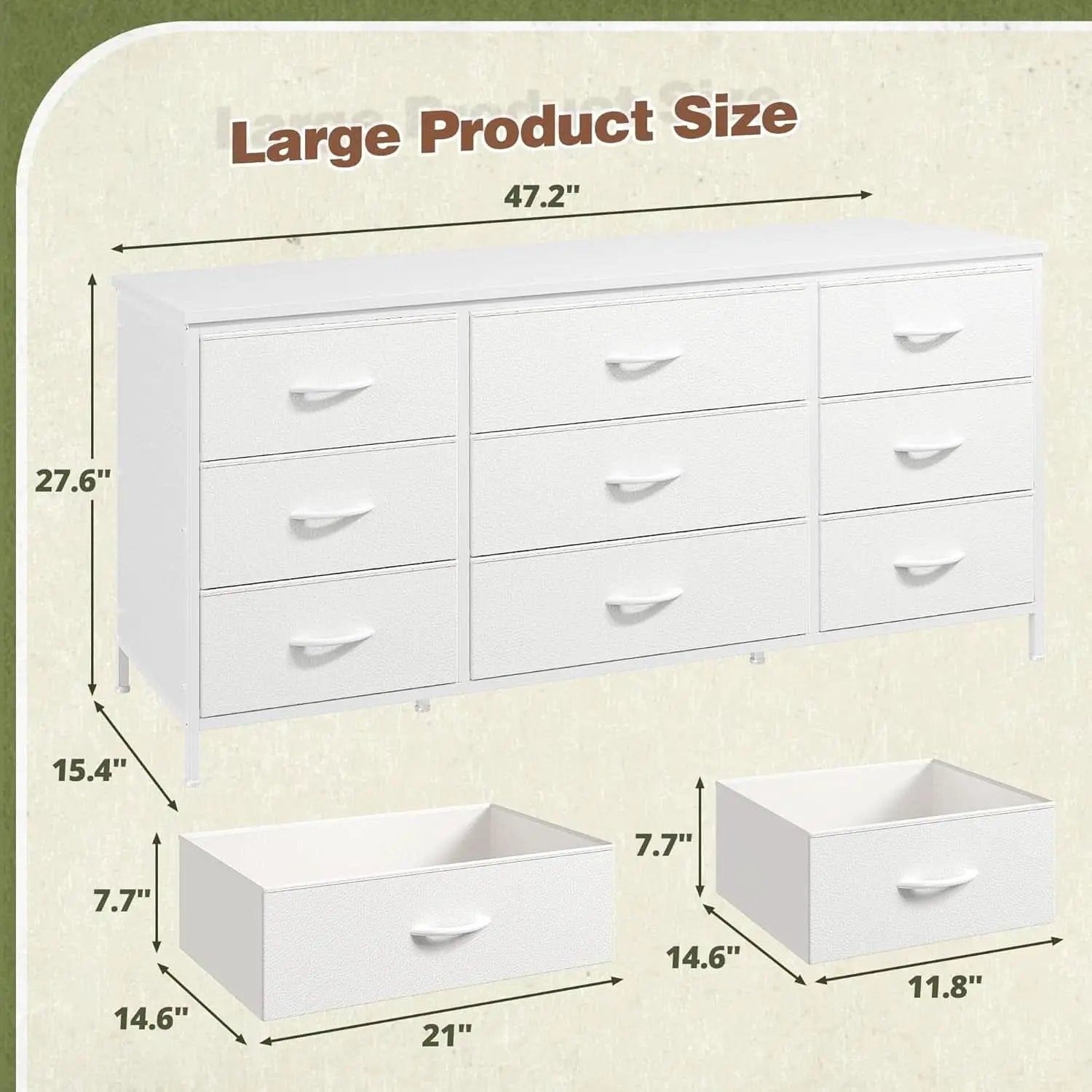 White Dresser TV Stand With 9 Drawers For Bedroom Storage from PriceLows™