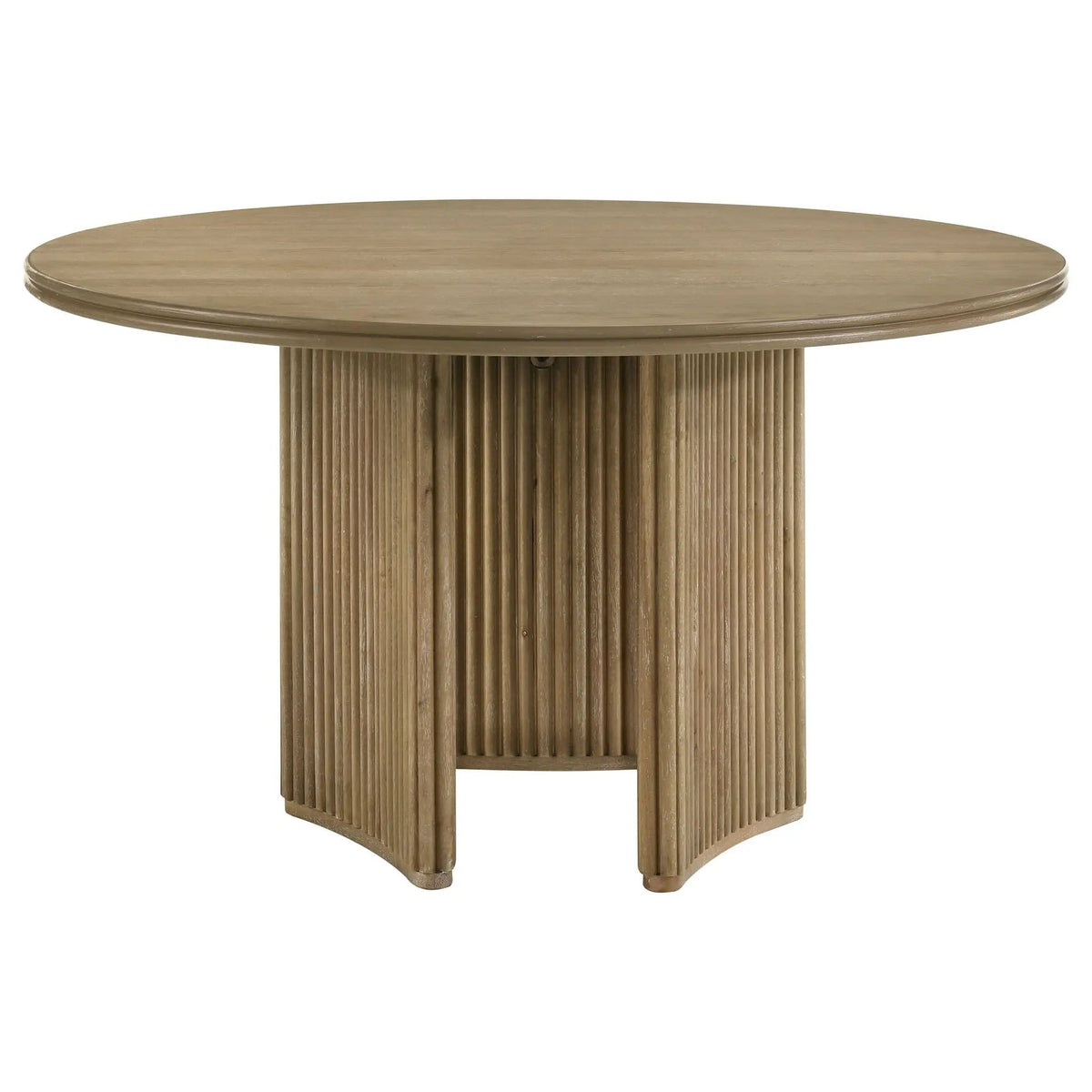 Adina 53-inch Round Wood Dining Table Distressed Light | 53.25 x 53.25 x 30 in | Rubberwood & Engineered Wood | Brown