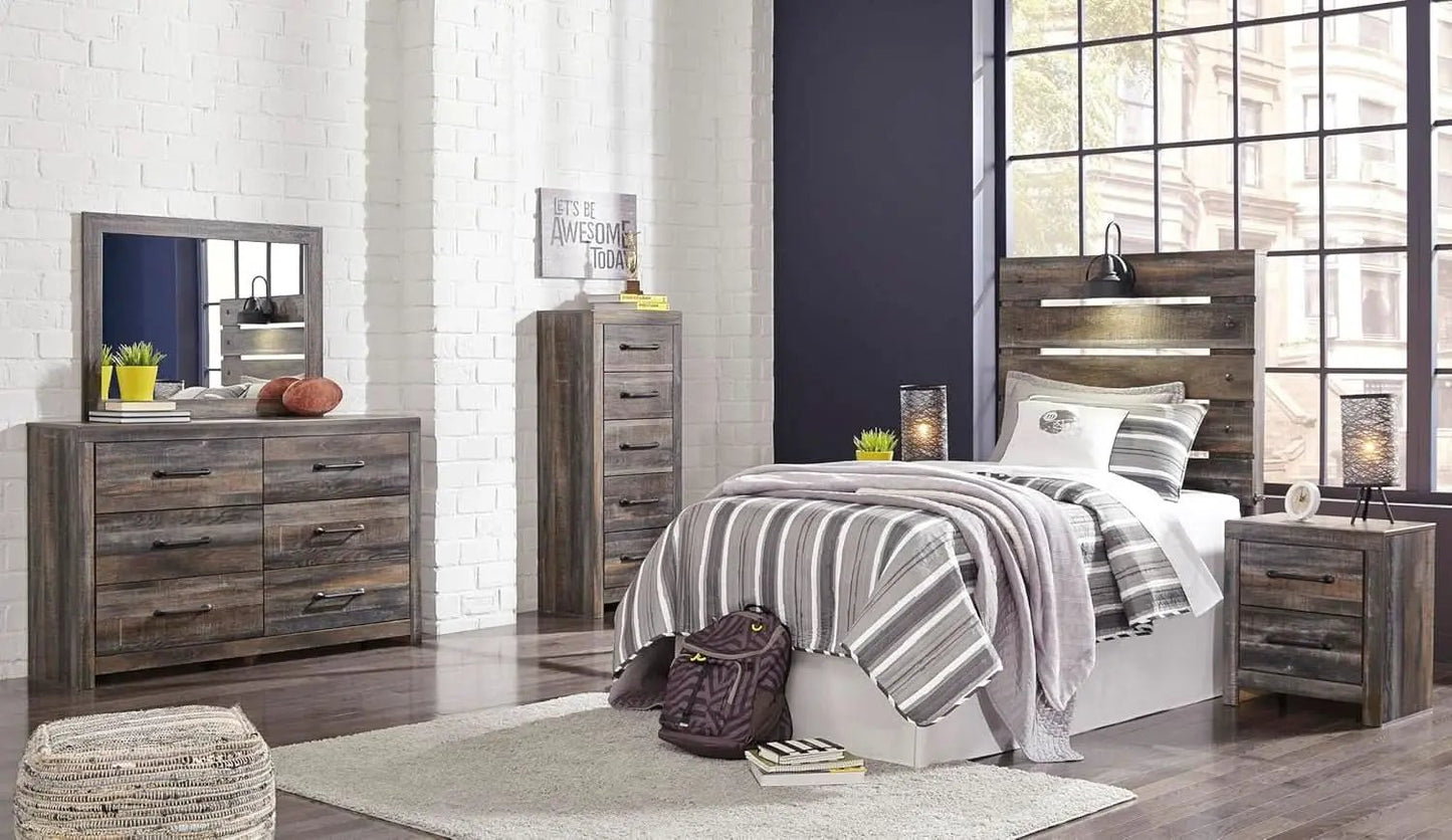 Rusticated Six Drawer Dresser Weathered Brown Bedroom from PriceLows™