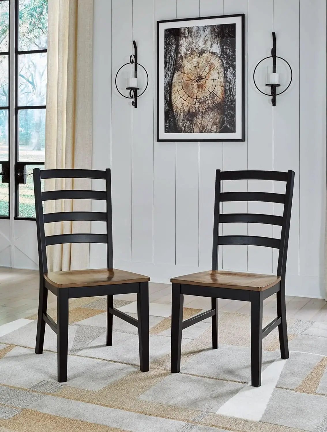 Armless Dining Chair Set 2 Two Tone Black and Brown from PriceLows™