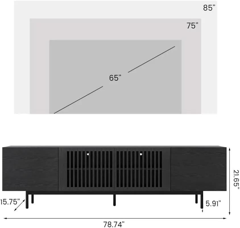 Modern Solid Wood TV Stand For 70 To 75 Inch TVs Black from PriceLows™