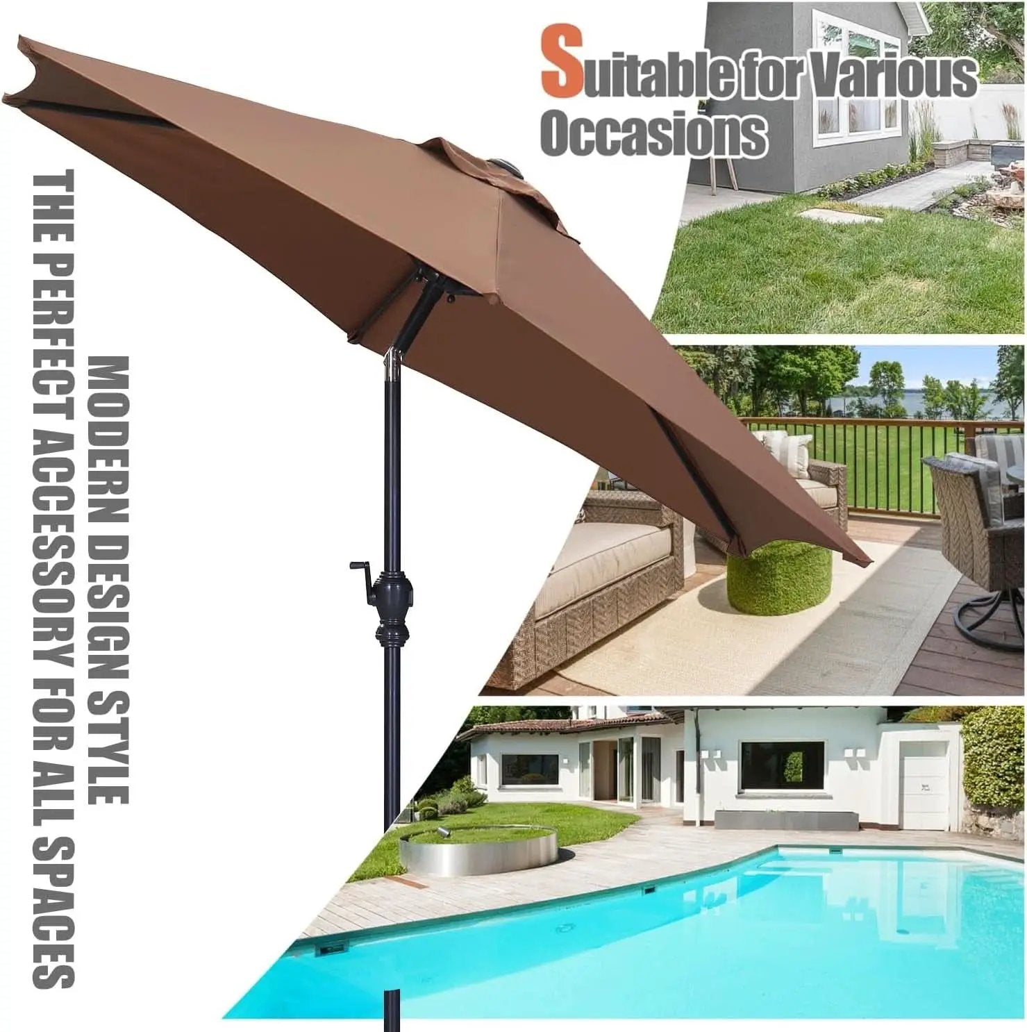7.5 Foot Aluminum Patio Umbrella Tilt Crank Outdoor Shade from PriceLows™