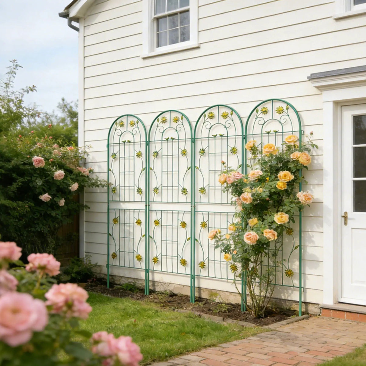 Metal Garden Trellis | Galvanized Steel | Powder Coated | 4 Piece Set