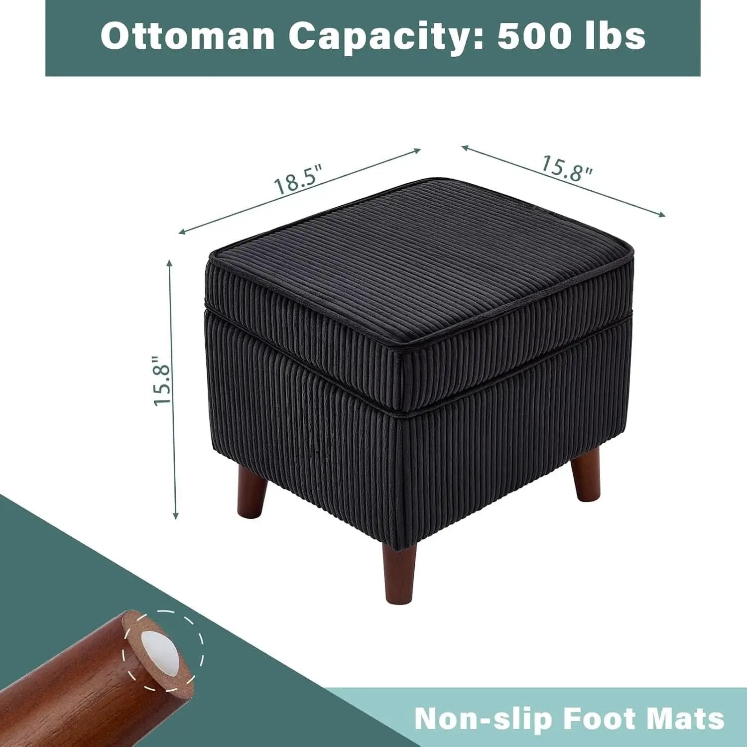 Storage Ottoman With Adjustable Lid Footrest Charcoalgray from PriceLows™