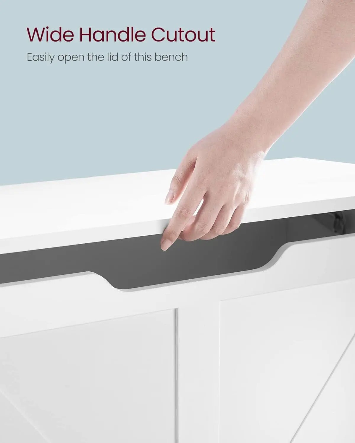 Cloud White PremiumStorage DeluxeBench With Hinges from PriceLows™