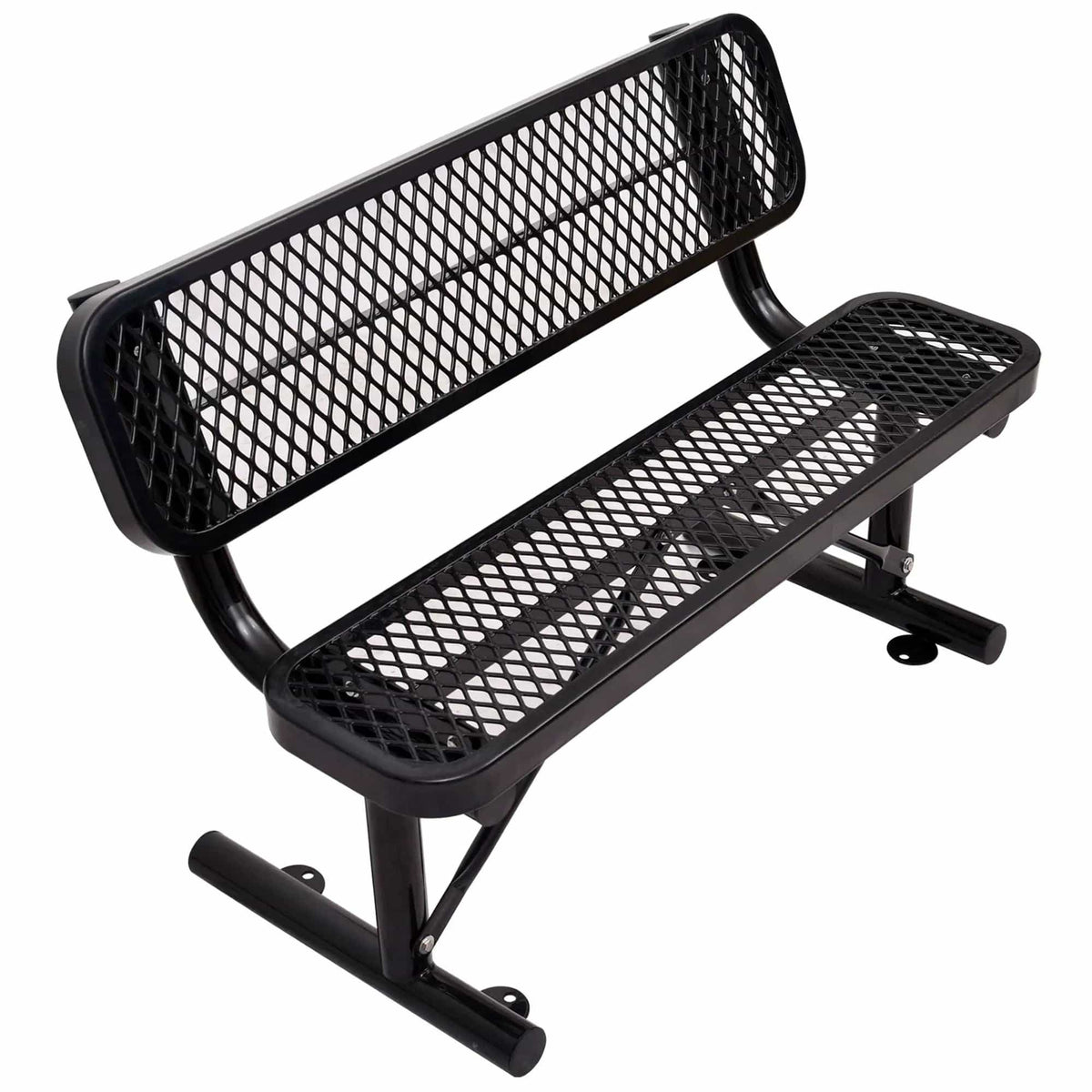6' Outdoor Steel Bench With Backrest | 5 Pieces | Steel | Outdoor Living