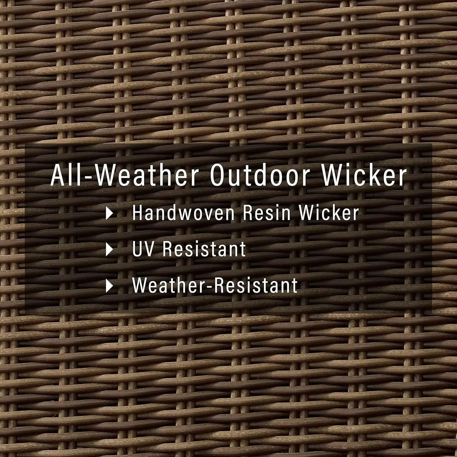 Brown Wicker Outdoor Sofa with Navy Cushions for Comfort from PriceLows™