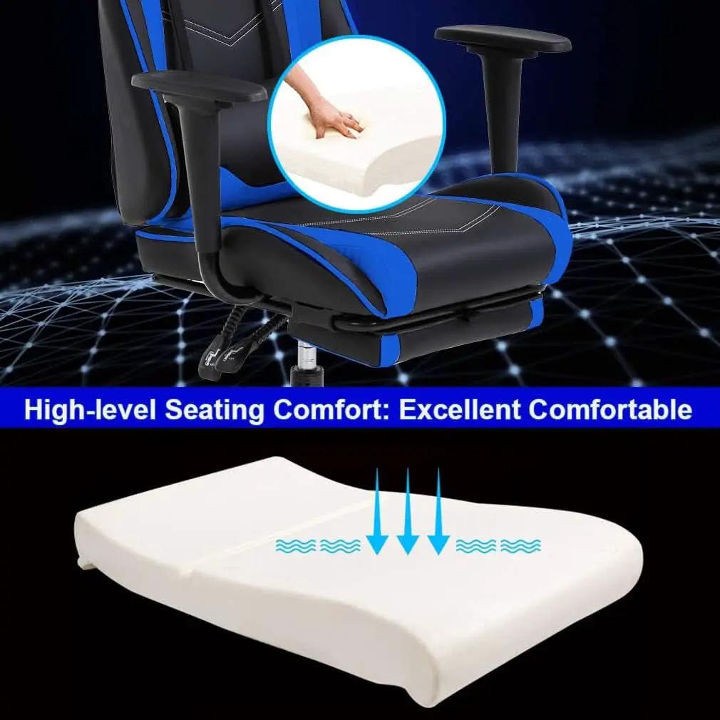Blue Gaming Chair With Footrest And Lumbar Support For Desk from PriceLows™