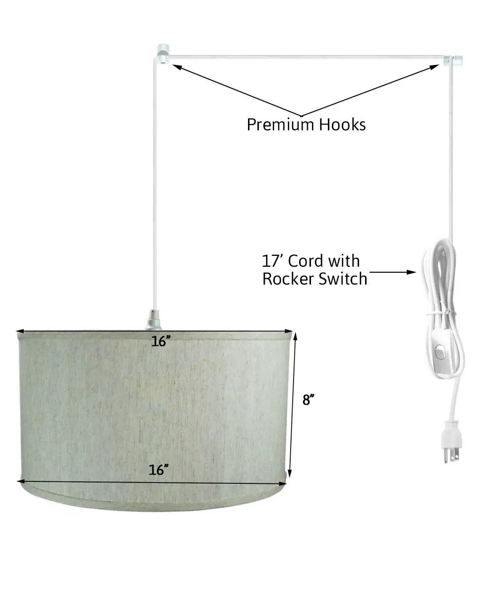 Plug In Swag Pendant | 1 Light | 16 Inch Width | Textured Oatmeal Shade