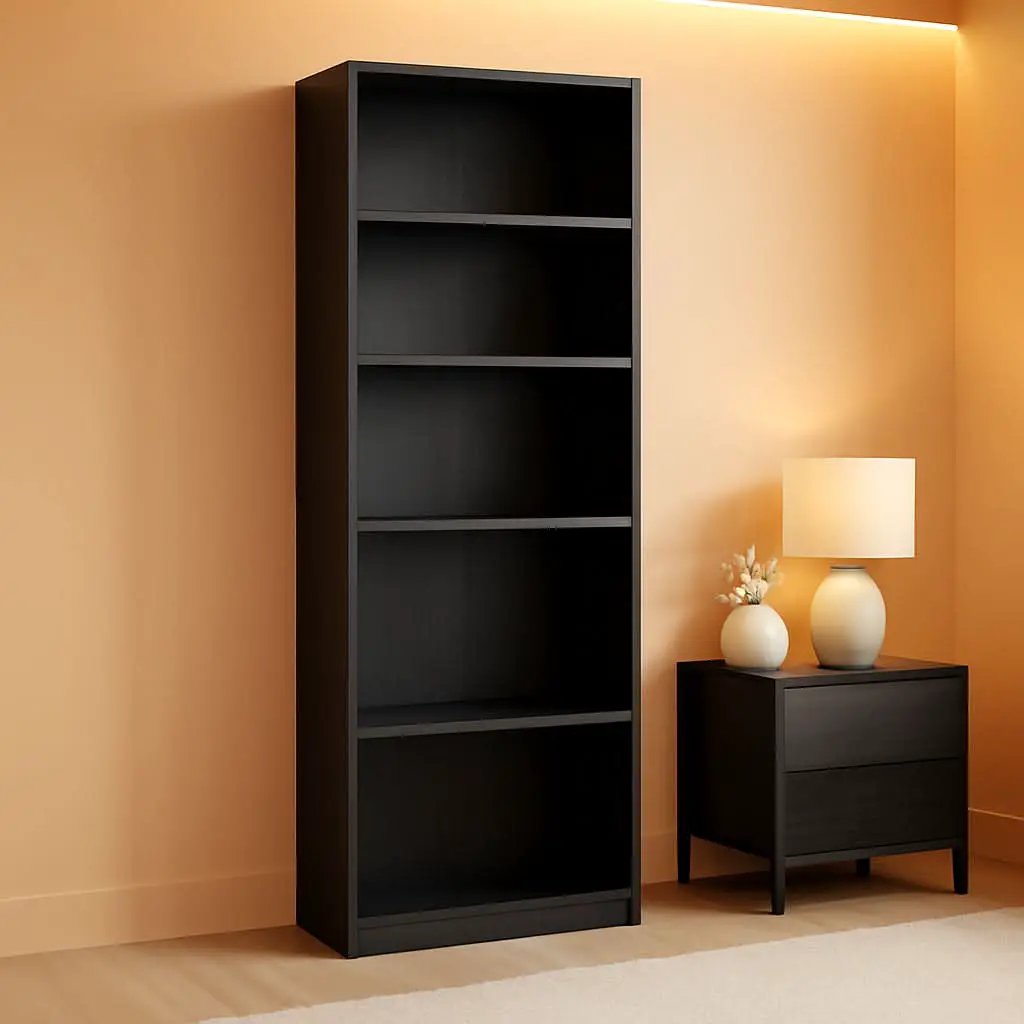 Jaya Simply Home 5 Shelf Bookcase 5 Tier Black With Adjustable Shelves from PriceLows™