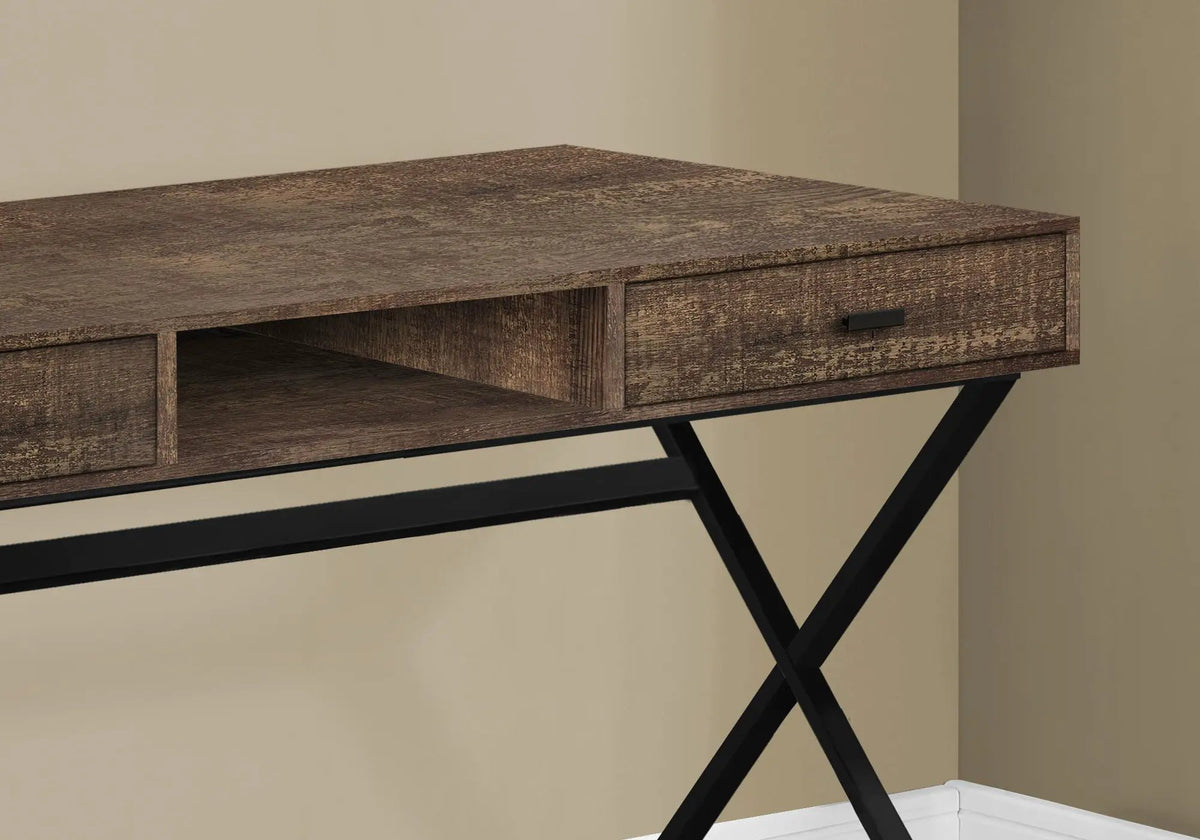 Glossy Contemporary Computer Desk | Thick Panel Tabletop | Storage Drawers | 29.25 Inch Height