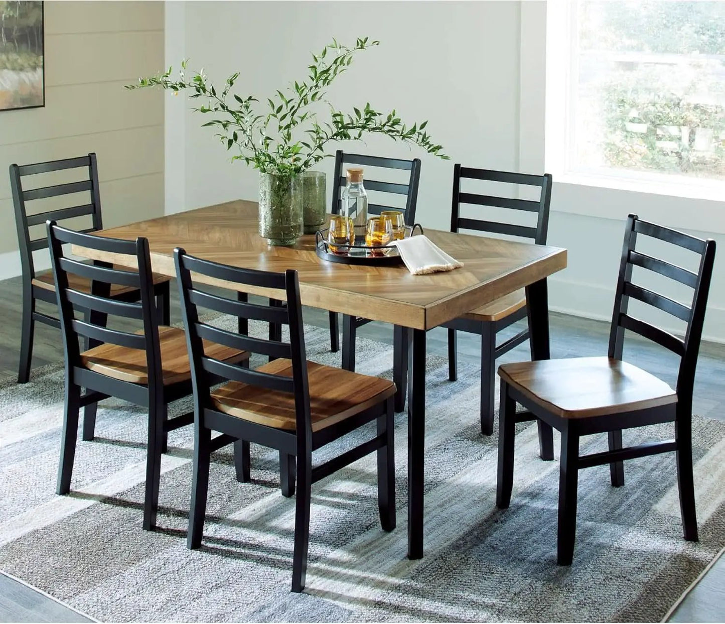 Blondon 60 Inch Solid Wood Dining Set Brown Finish Durable Construction from PriceLows™