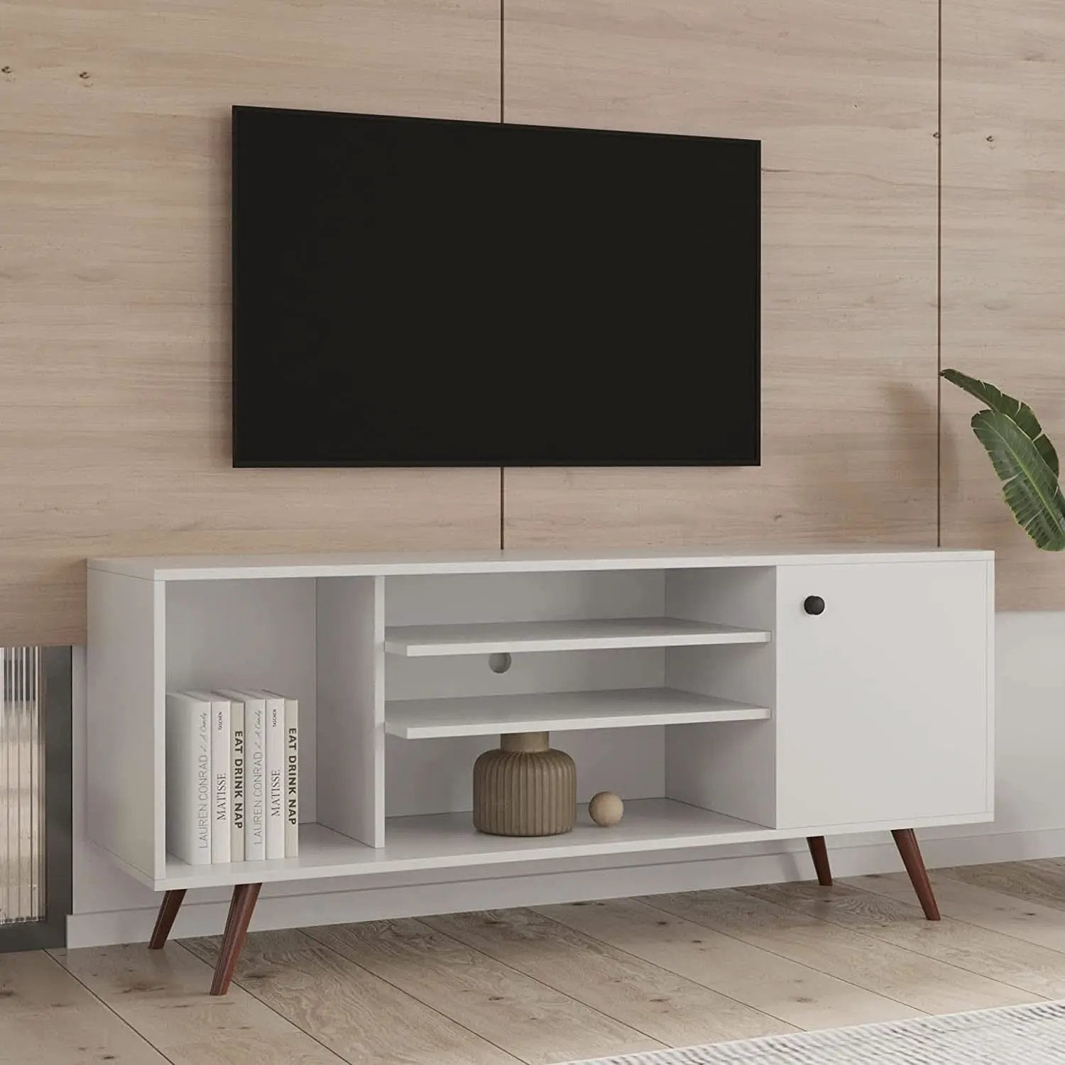 Farmhouse TV Stand for 65 Inch TVs With Storage Cabinet from PriceLows™