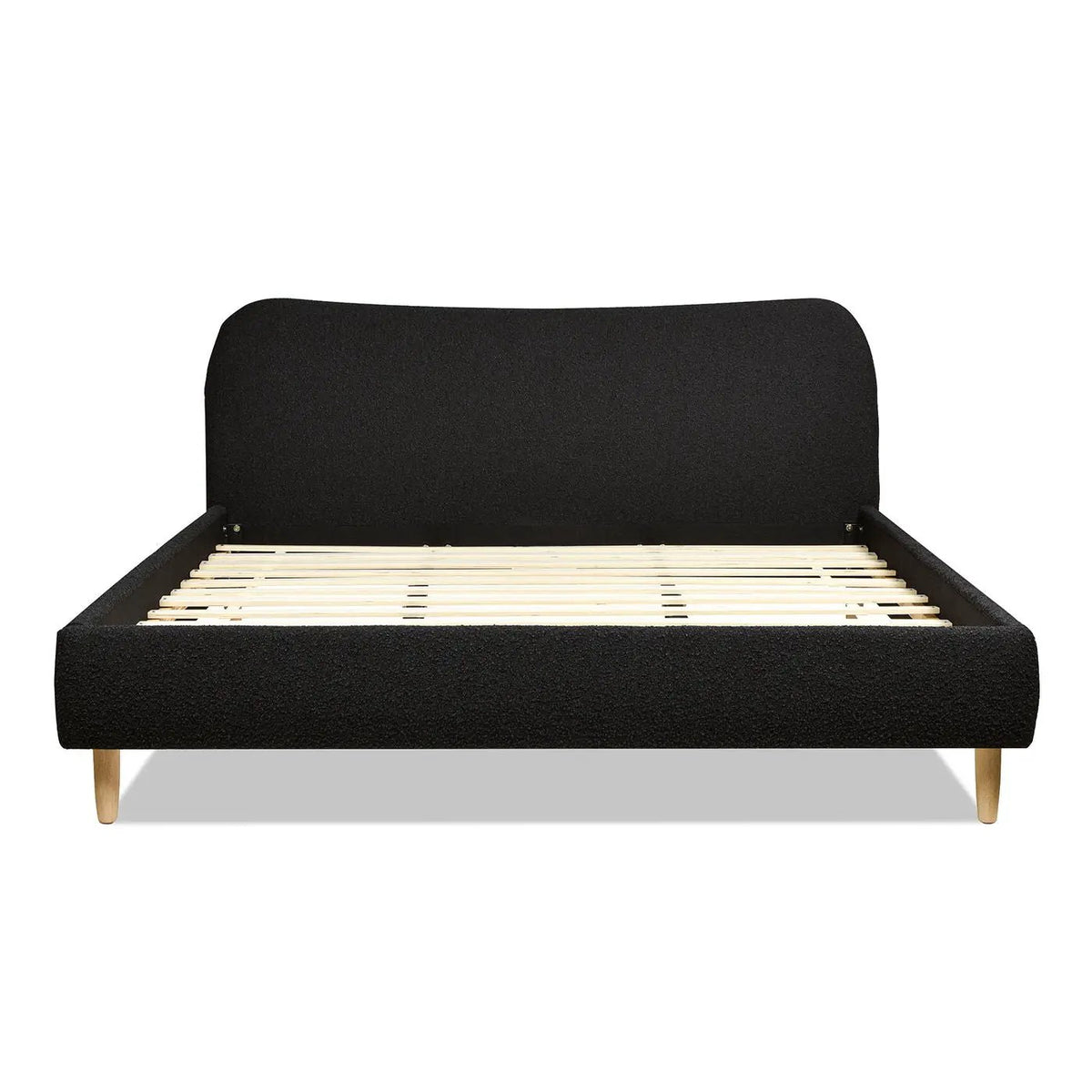 Roman Upholstered Platform Bed | Curved Headboard | Upholstered Rails | Eco-Friendly Construction
