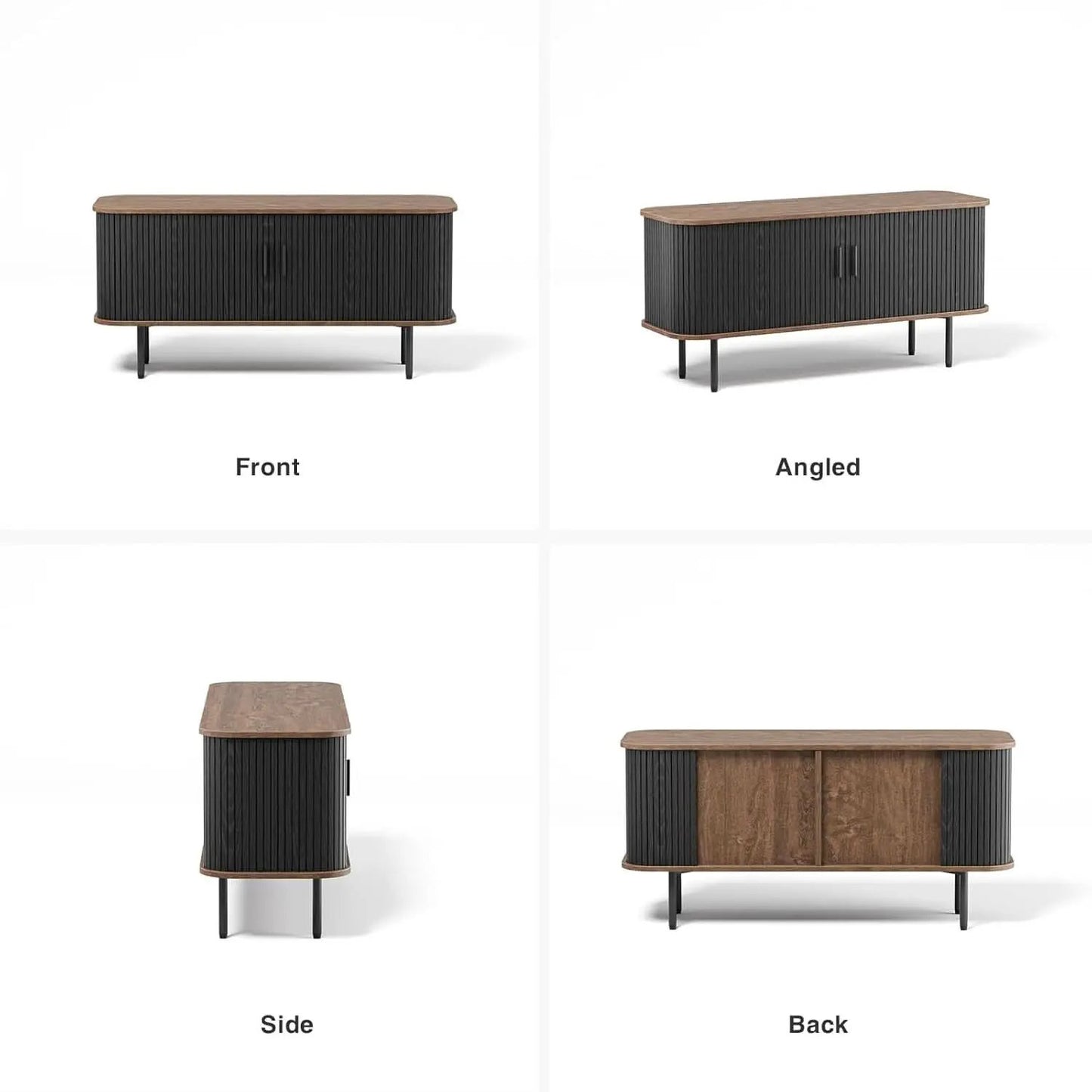 47 Inch Black TV Stand With Sliding Doors And Storage from PriceLows™