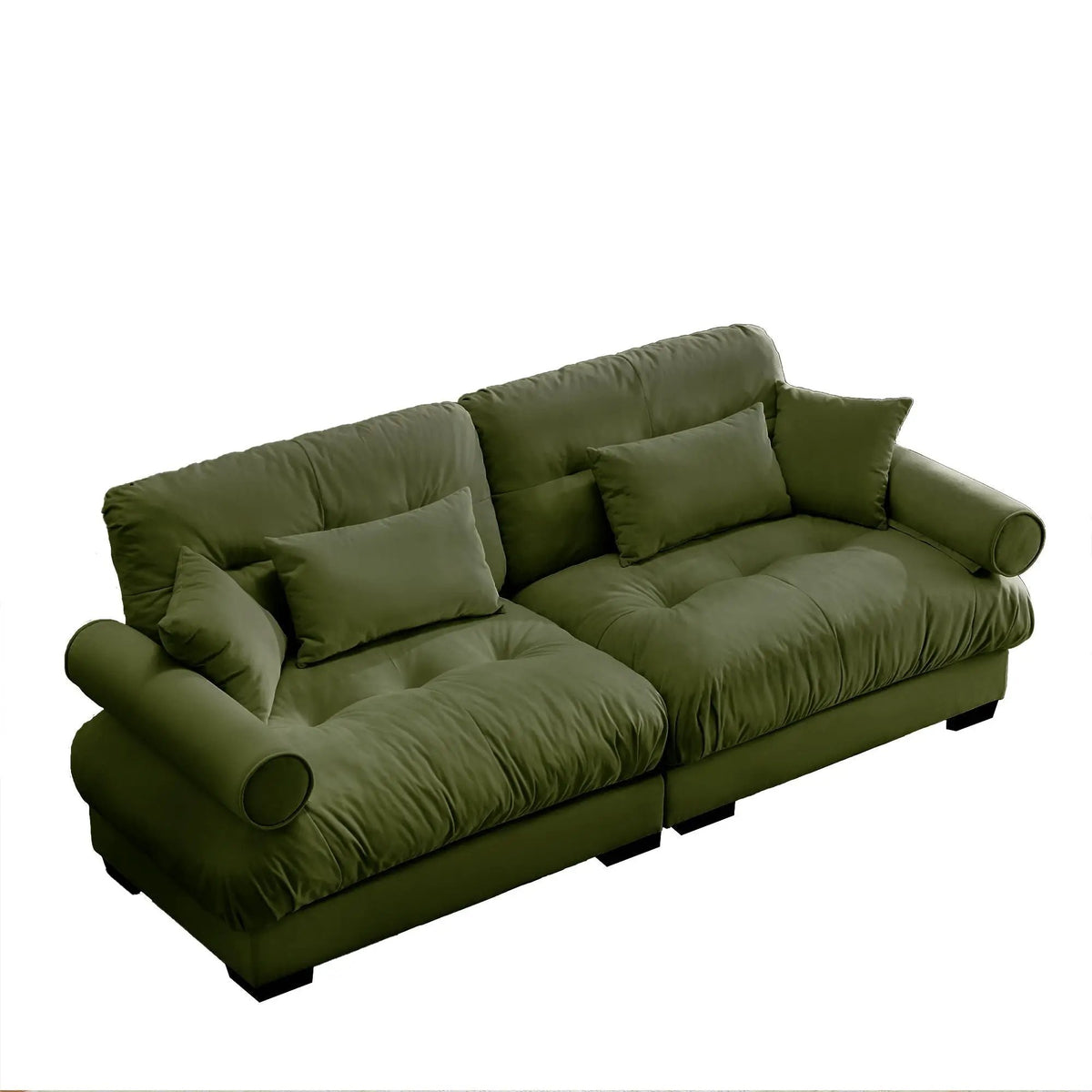 Modern Sofa | Bolstered Armrests | Cloud Cushions | Vintage Fabric